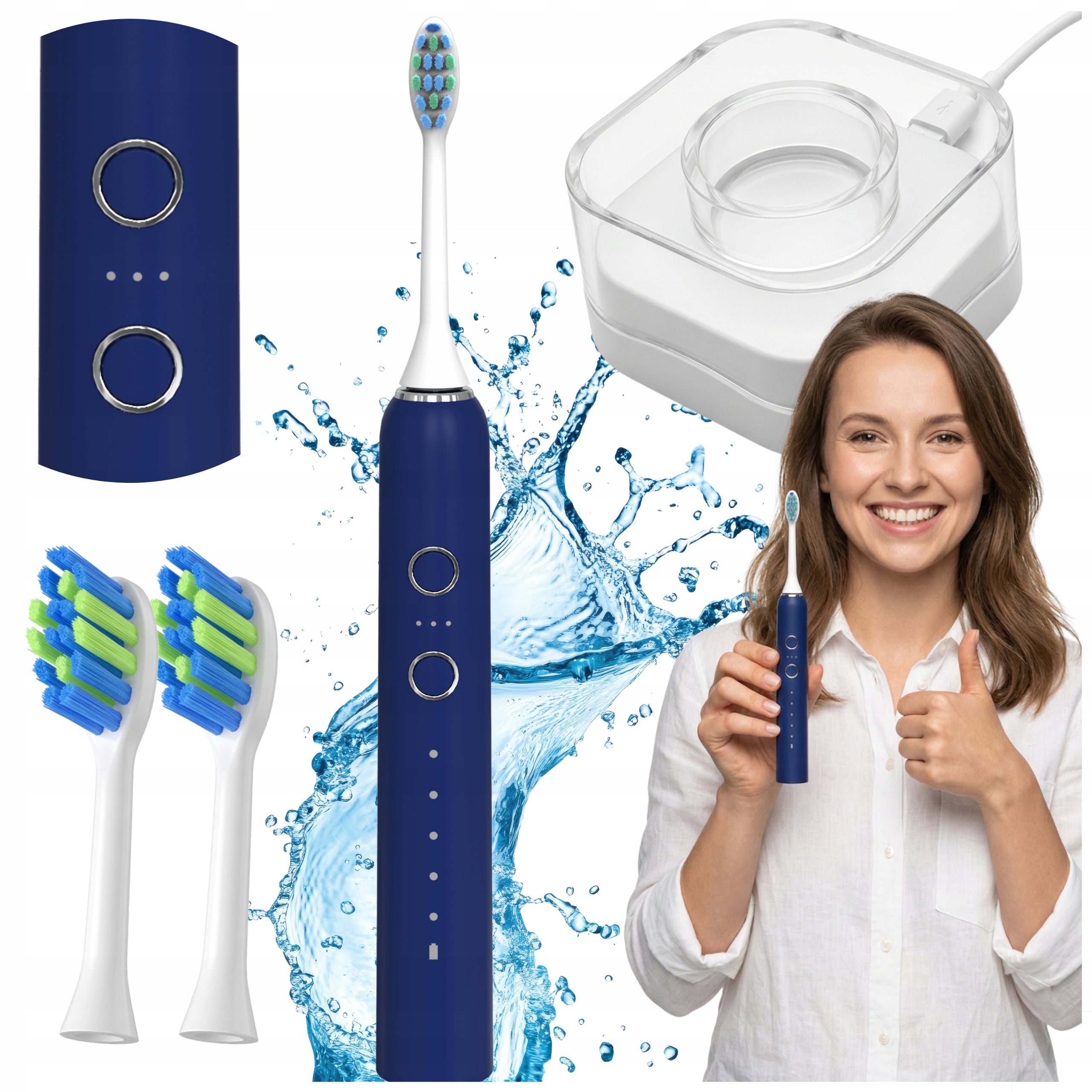 Electric Sonic Toothbrush 2 Tips Induction PULSE Set