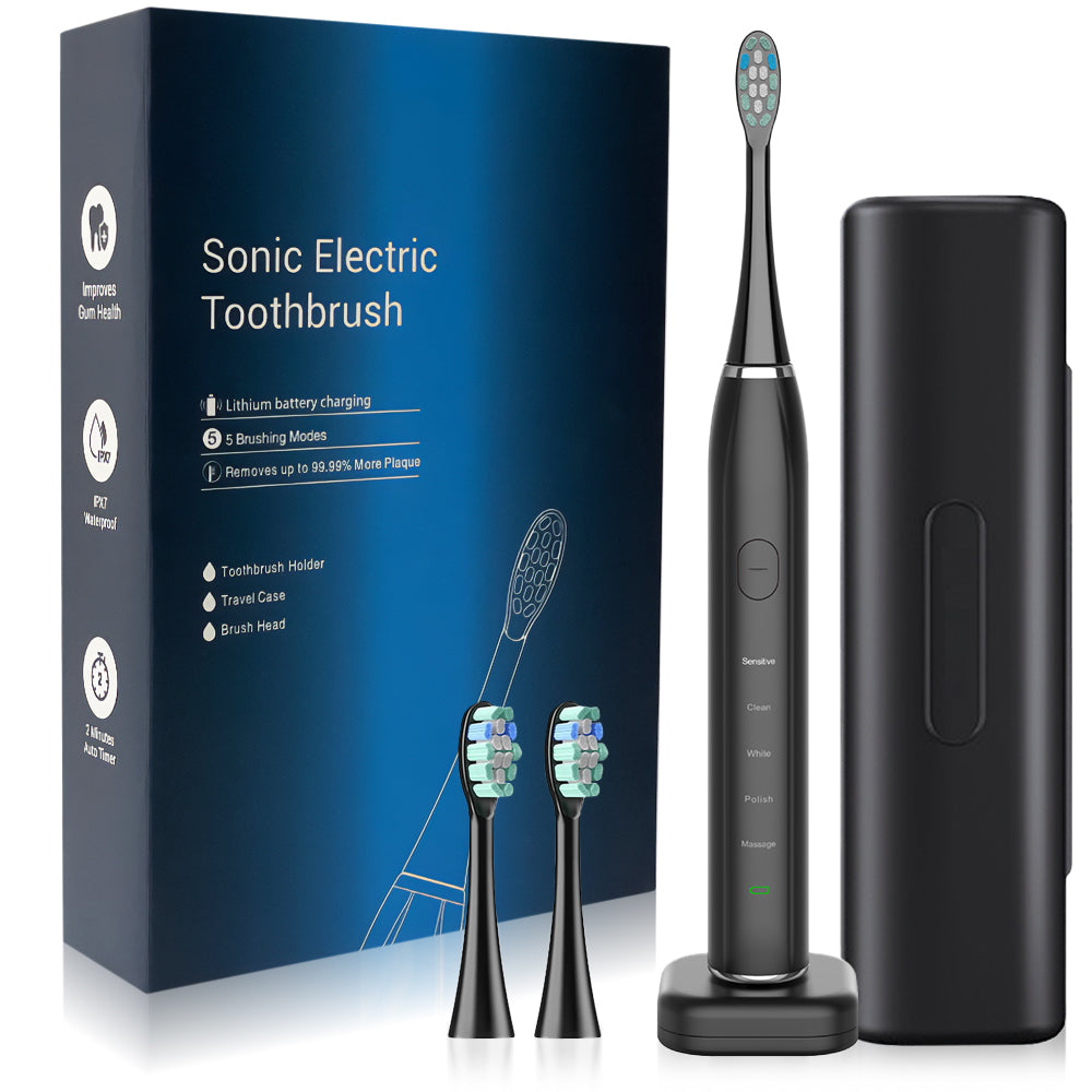 Electric Sonic Toothbrush 5 Vibration Modes + 3 Tips