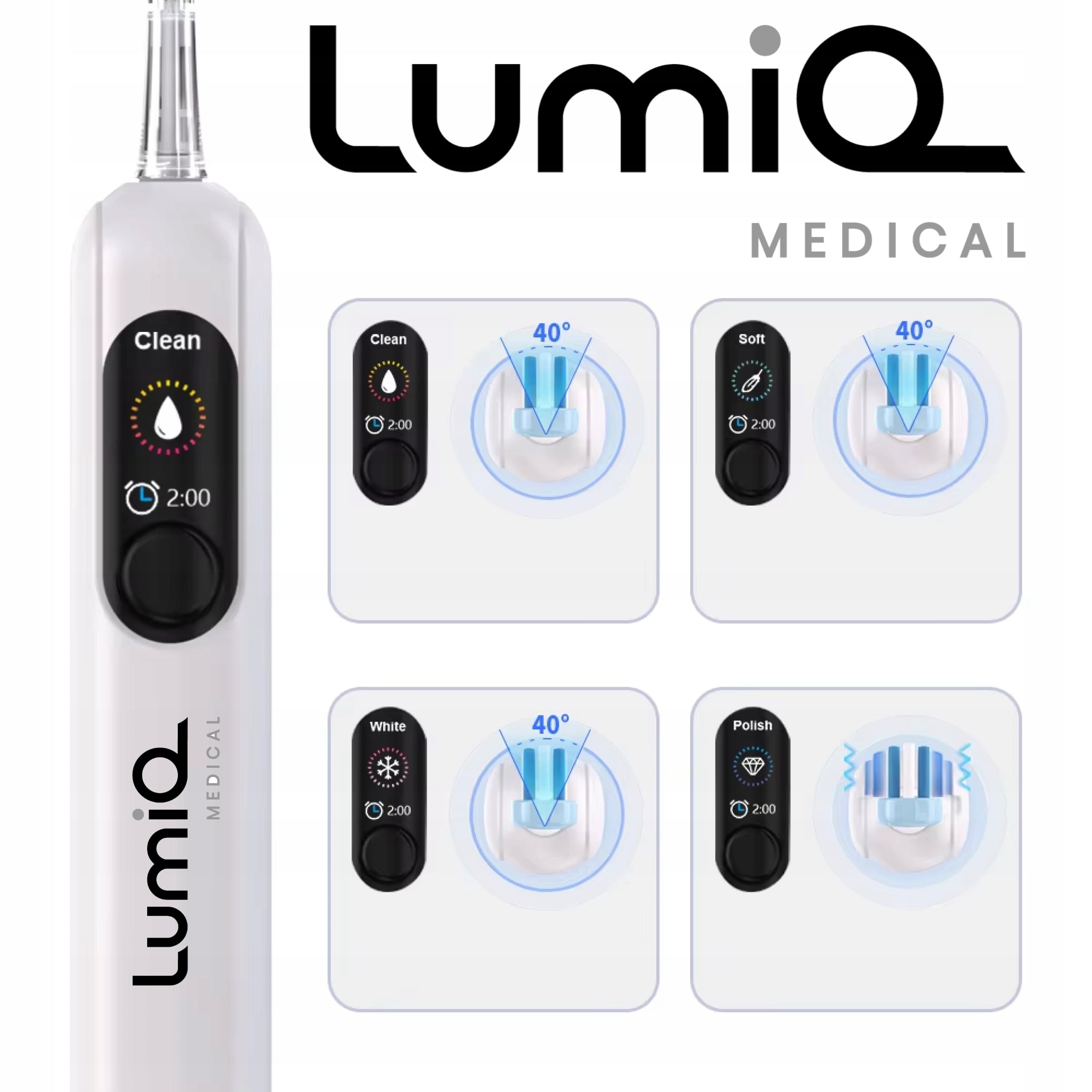 Electric Sonic Toothbrush Whitening LUMIQ Medical +Heads Medical device no