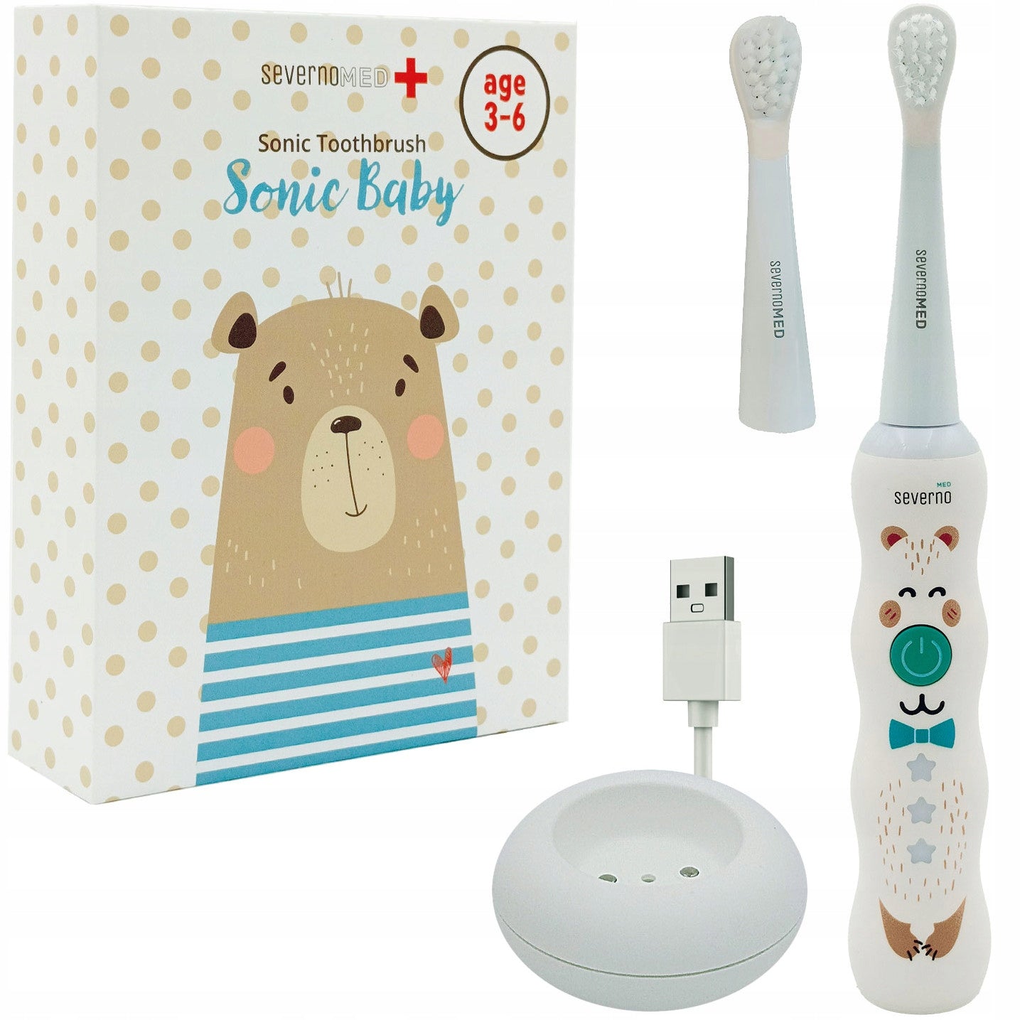 Electric Sonic Toothbrush for Children 3-6 Years + 2 Tips