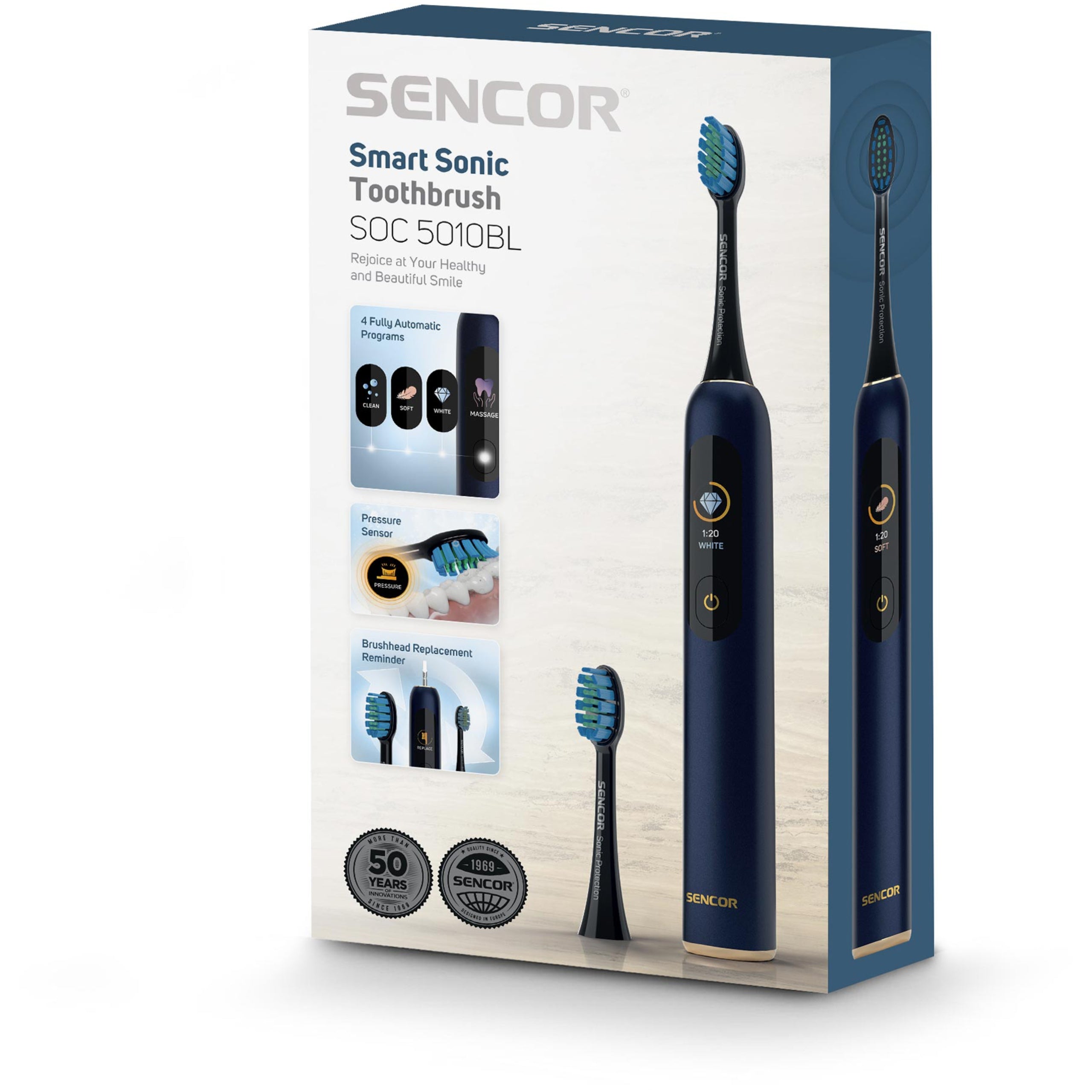 Electric Sonic toothbrush Sencor SOC 5010BL 4 Modes 2 Tips Packaging status original