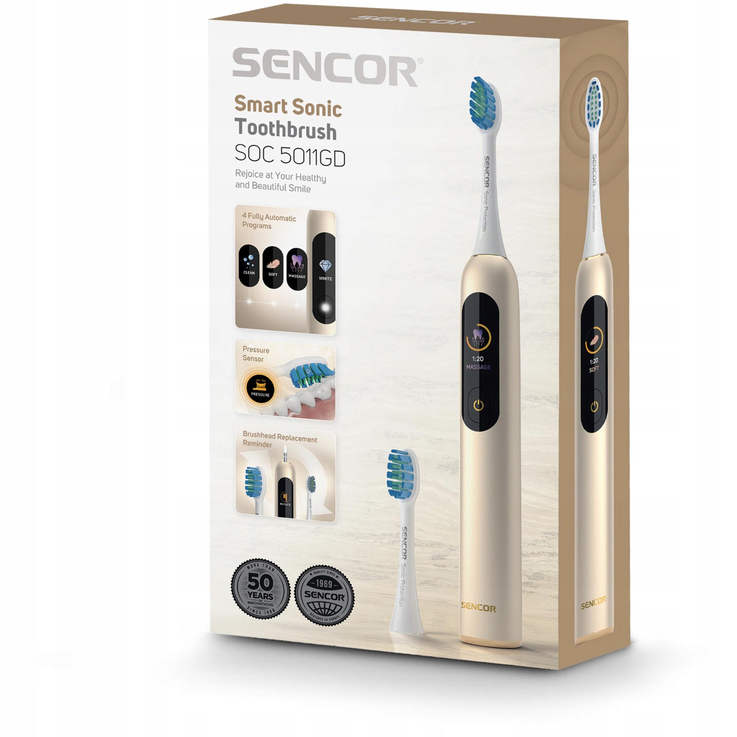 Electric Sonic toothbrush Sencor SOC 5011GD 4 Modes 2 Tips Packaging status original