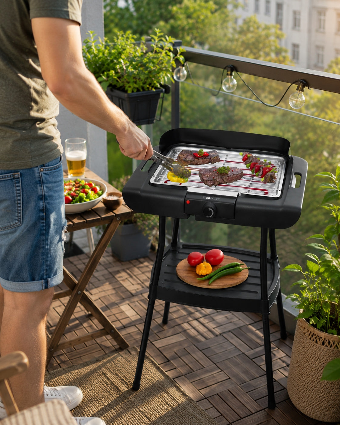 Electric Standing Grill for Balcony Traditional Terrace 2000W Smoke Free 2in1 Manufacturer code BQS 3508