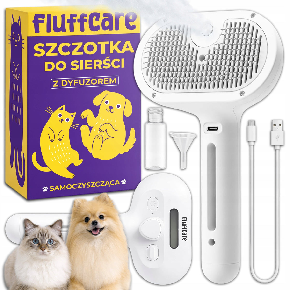 Electric Steam Brush for Combing Dog and Cat Hair Self-Cleaning