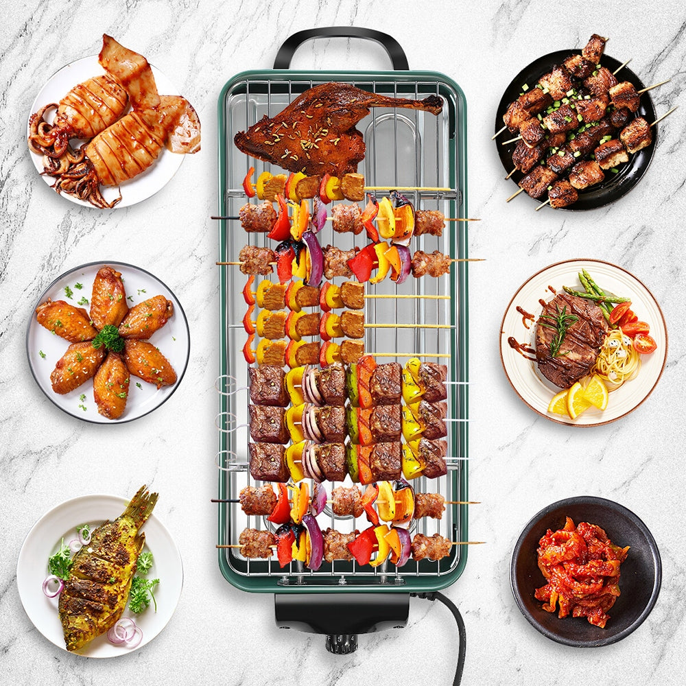 Electric Table Grill 2 in 1 1500 W Table Grill for Indoor Use Dominant color green