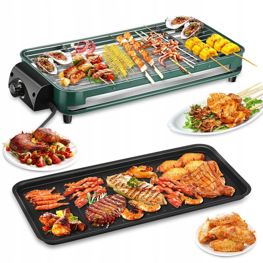 Electric Table Grill Nonstick Stepless Adjustment 1500W 2in1 Model L/XL