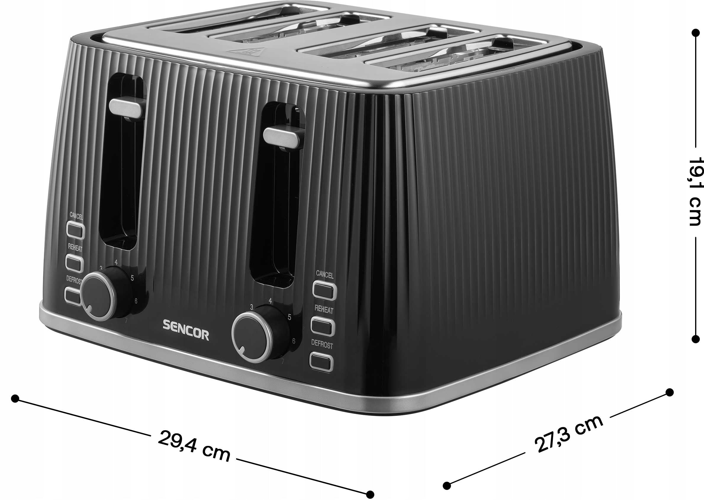 Electric Toaster SENCOR STS 7541BK 4 Toast Black 1860W Defrosting Packaging status original