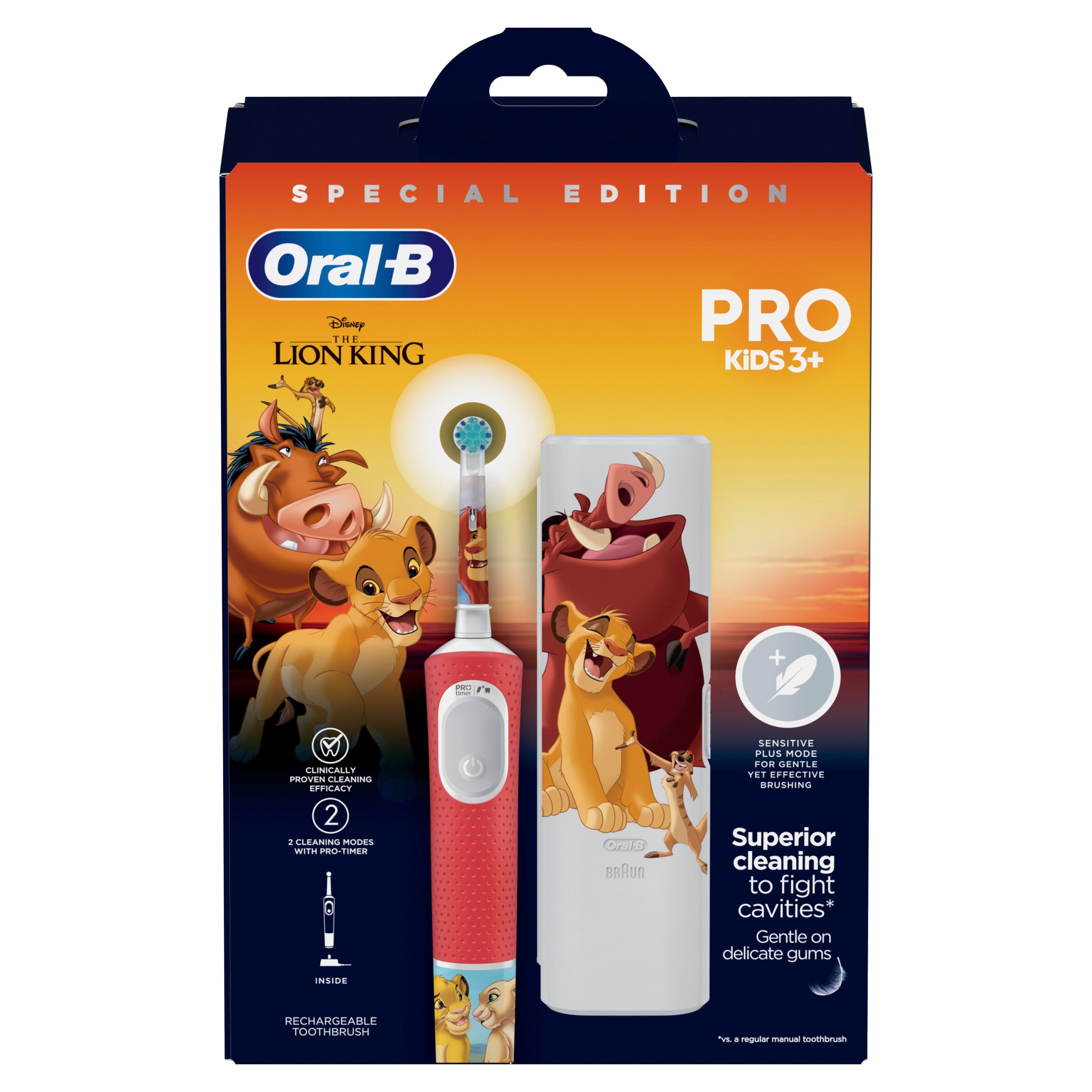 Electric Toothbrush Oral-B Pro Kids Lion King + Travel Case Packaging status original