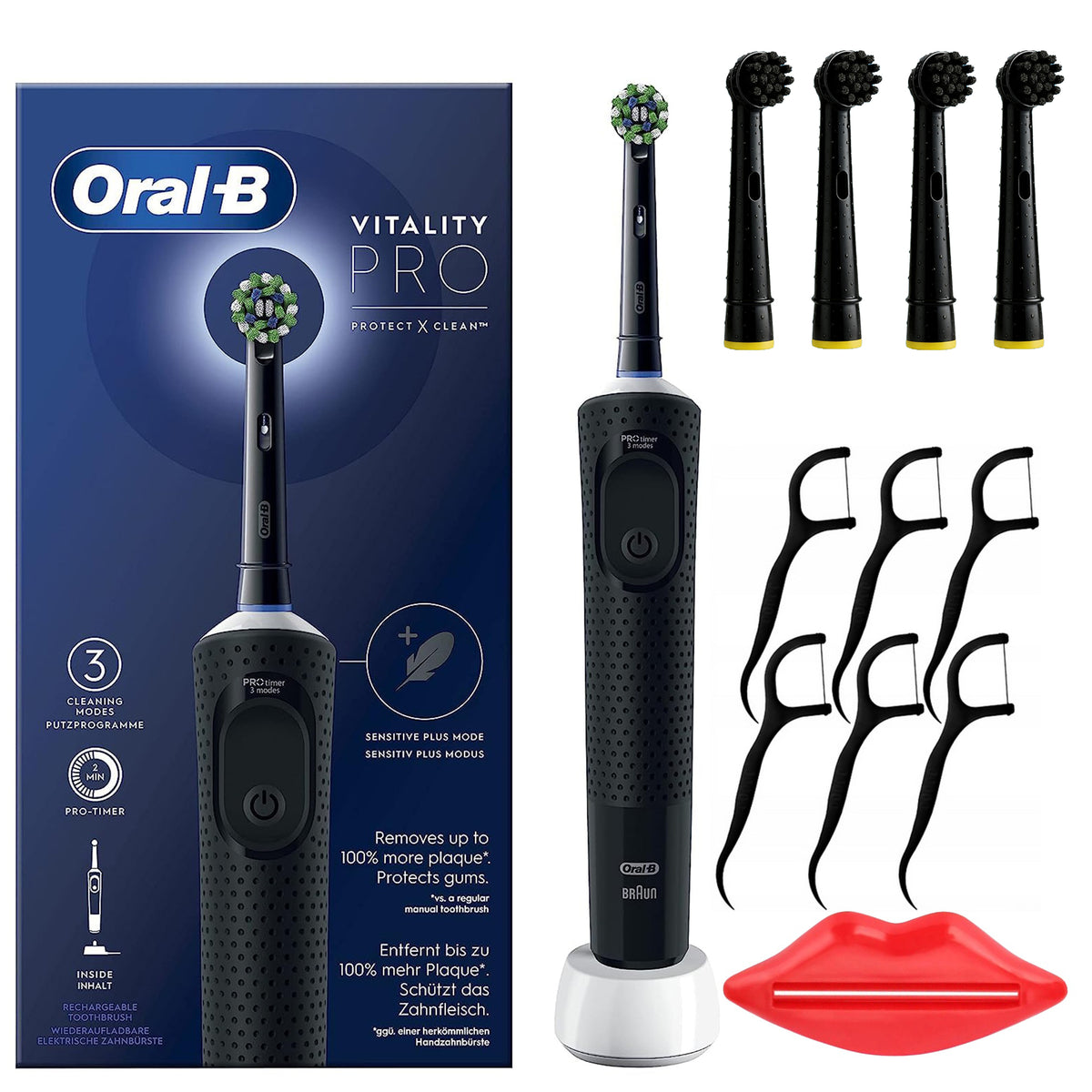 Electric Toothbrush Oral-b Vitality Black + Tips Accessories