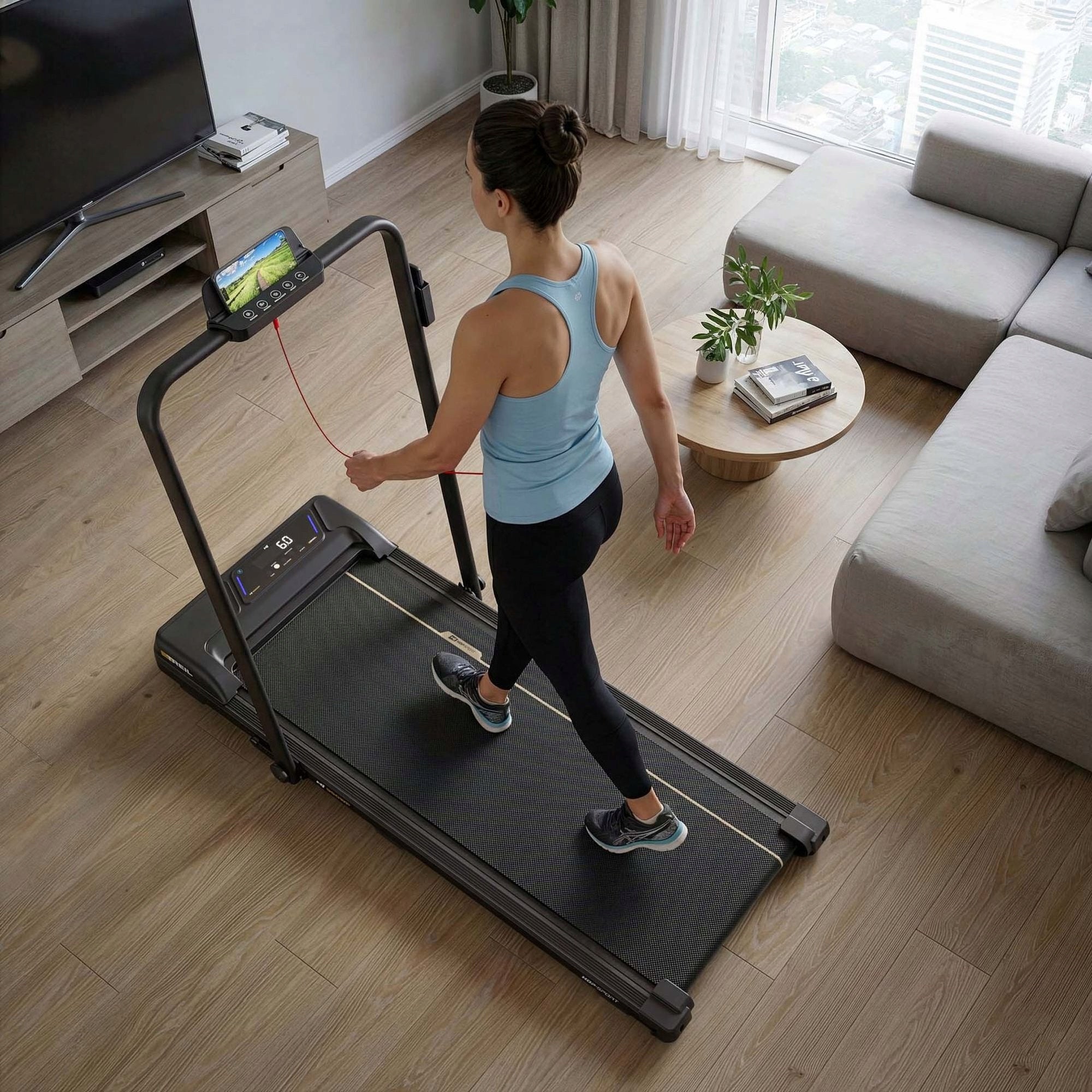 Electric Treadmill 120kg 2in1 Walkingpad Led Measurements training duration distance speed pulse burned calories