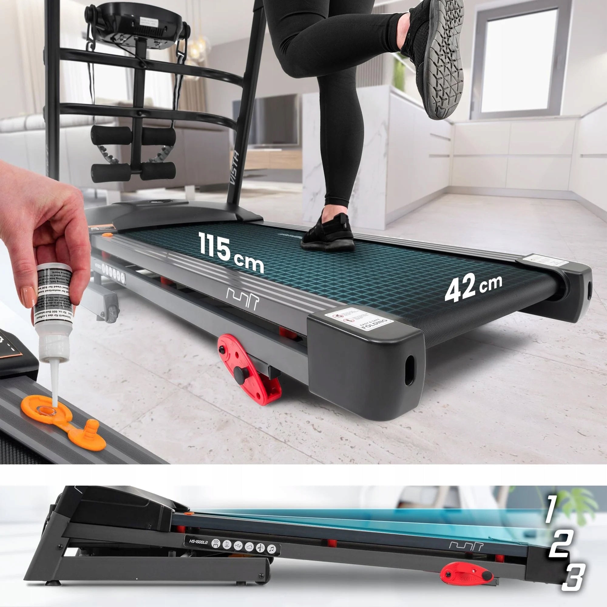 Electric Treadmill 2KM with Massager Folding Reg. Angle Slope 16km/h Manufacturer code HS-1500LB