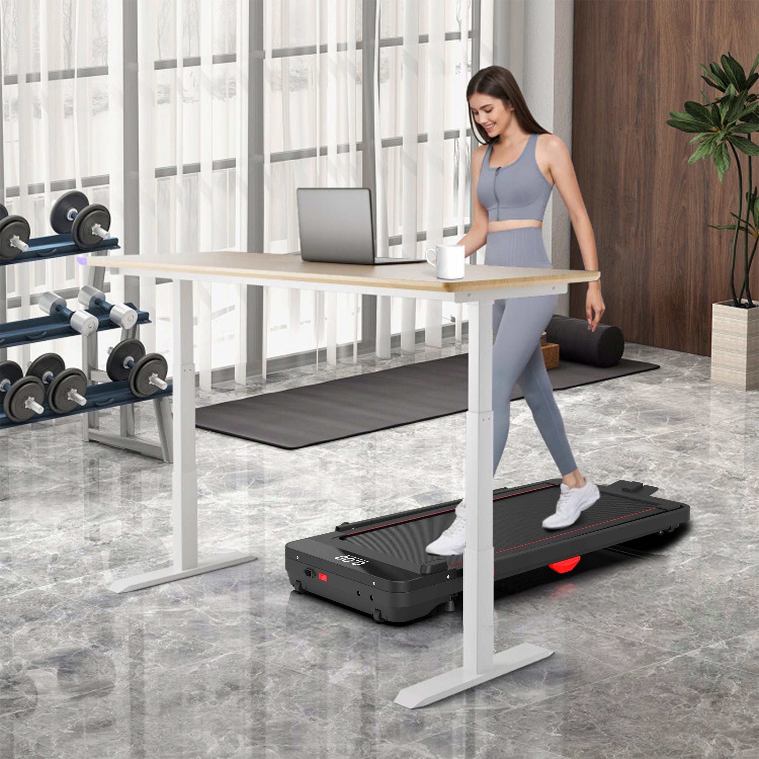 Electric Treadmill Folding Flat 12 km/h Bluetooth Shock Absorption 120 kg Measurements training duration distance speed burned calories