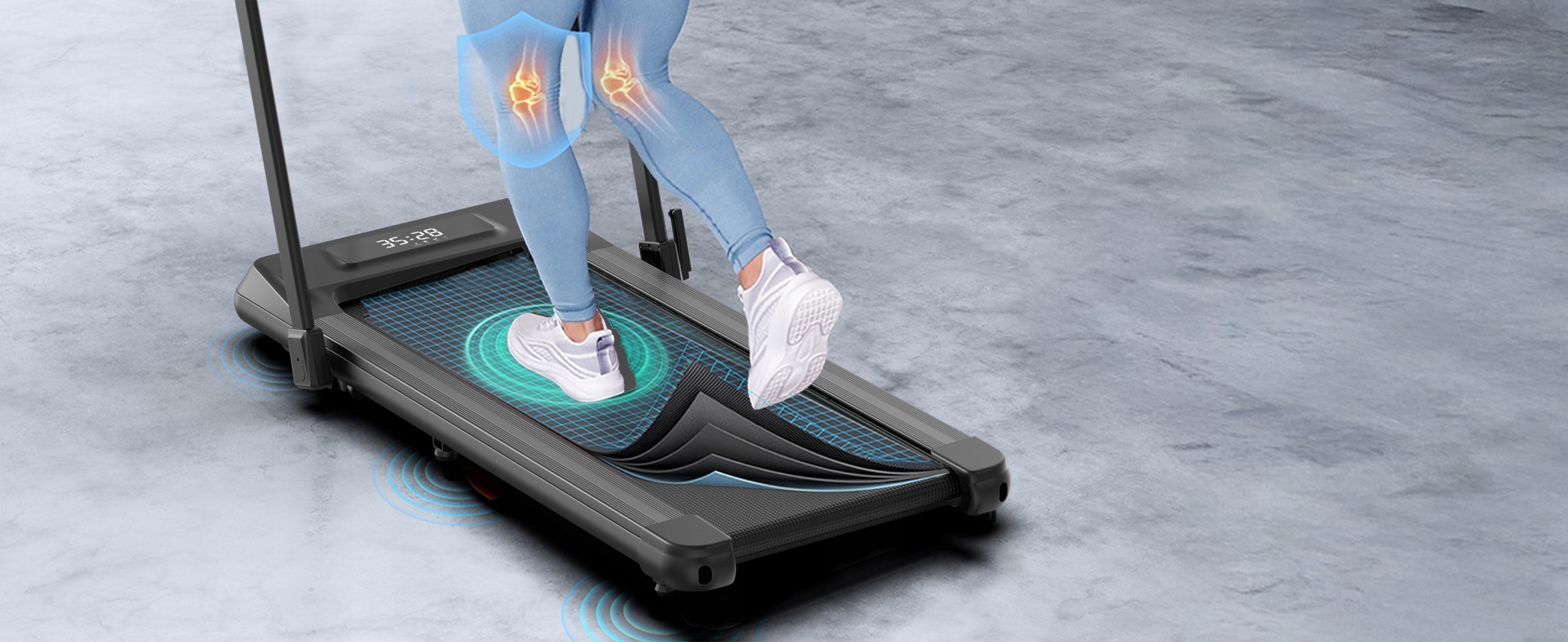 Electric Treadmill Folding Flat 15 km/h Bluetooth Slope 120 kg Additional features Bluetooth keyboard shortcuts safety key transport wheels place for mobile phone/tablet foldable tilt angle adjustment touch sensors mobile device compatibility display