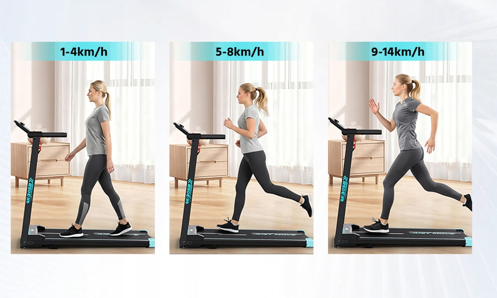Electric Treadmill FoldingYEE GOO |3.0KM |1-14KM/H |Bluetooth Speaker |9% Measurements training duration distance number of steps speed burned calories