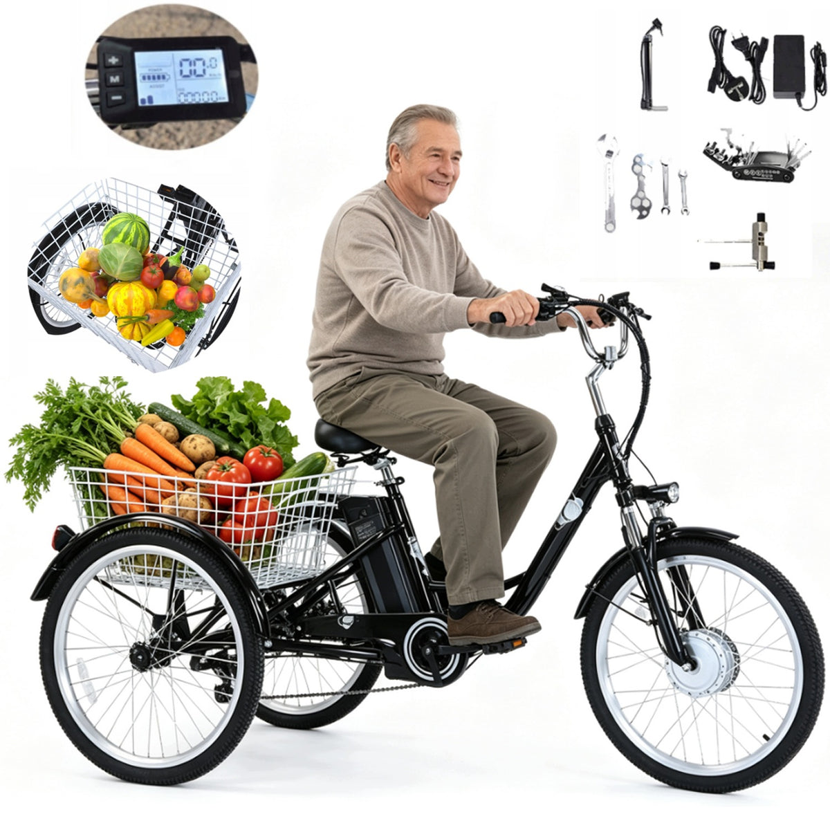 Electric Tricycle GOGOBEST GF100 350W 35KM/H 18.2AH 7-speed