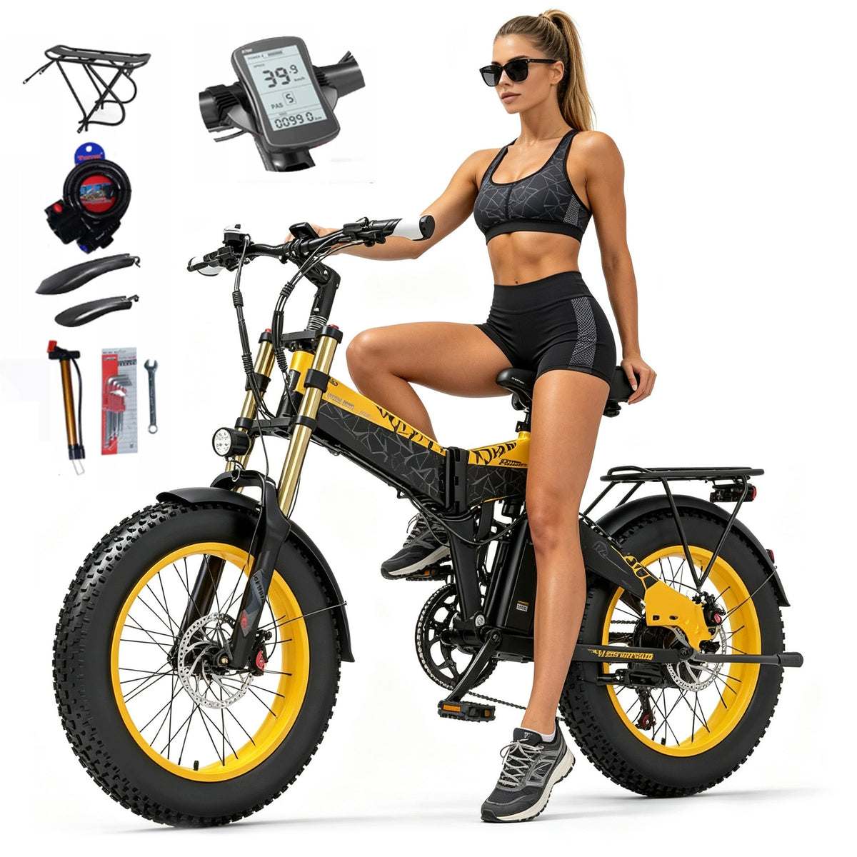 Electric Vehicle LANKELEISI 48V 17.5AH 1000W 45KM/H 120km 20*4" Shimano