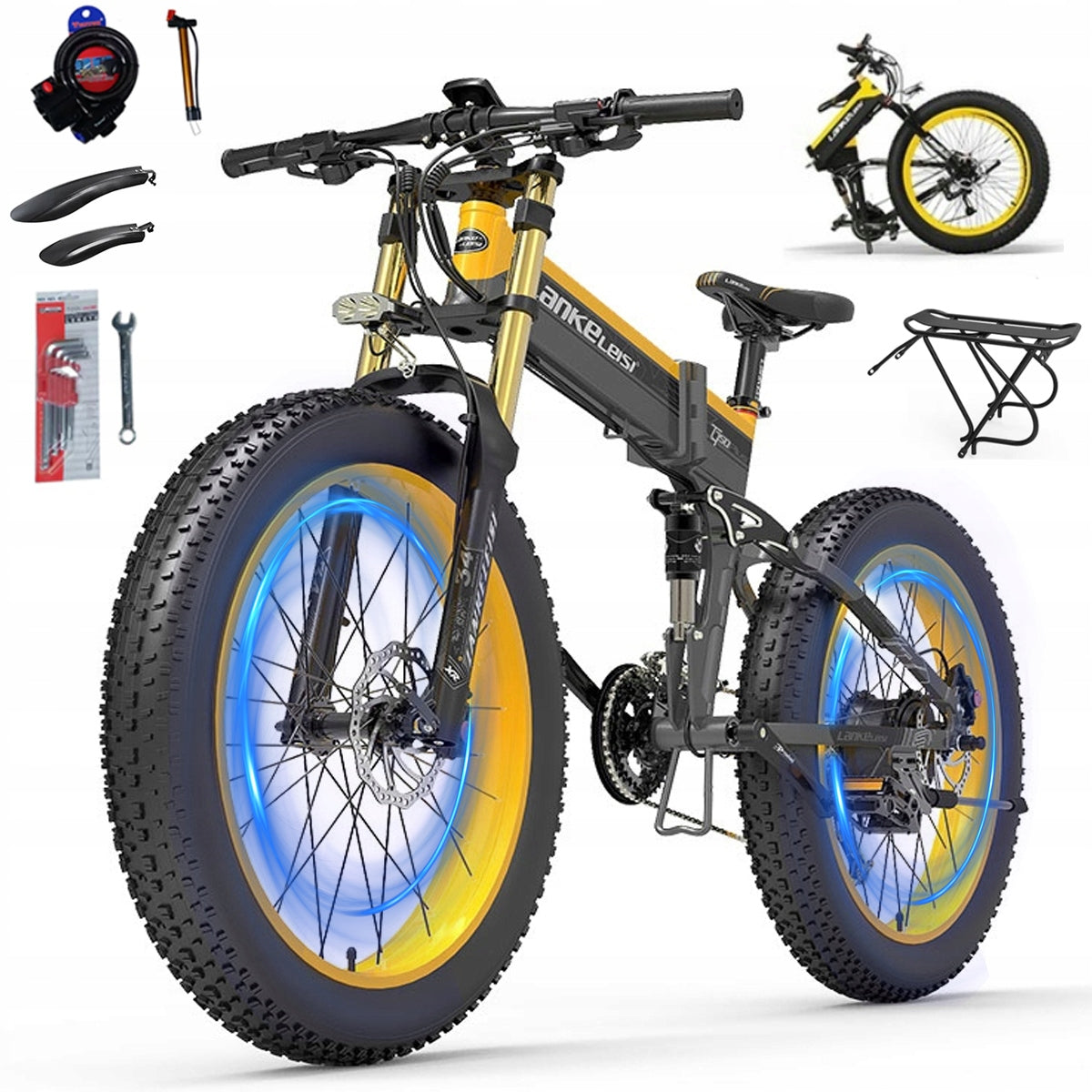 Electric Vehicle LANKELEISI XT750PLUS 17.5ah 1000W 45KM/H 120KM 26" Model LANKELEISI XT750PLUS 17.5ah 26" Gruba Opona