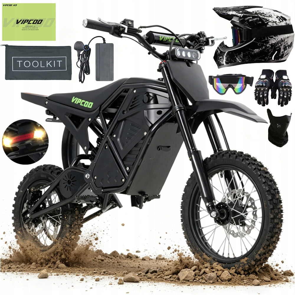 Electric Vehicle Motorcycles Vipcoo H3 3500W 63KM/H 48V 23Ah+off-road helmet
