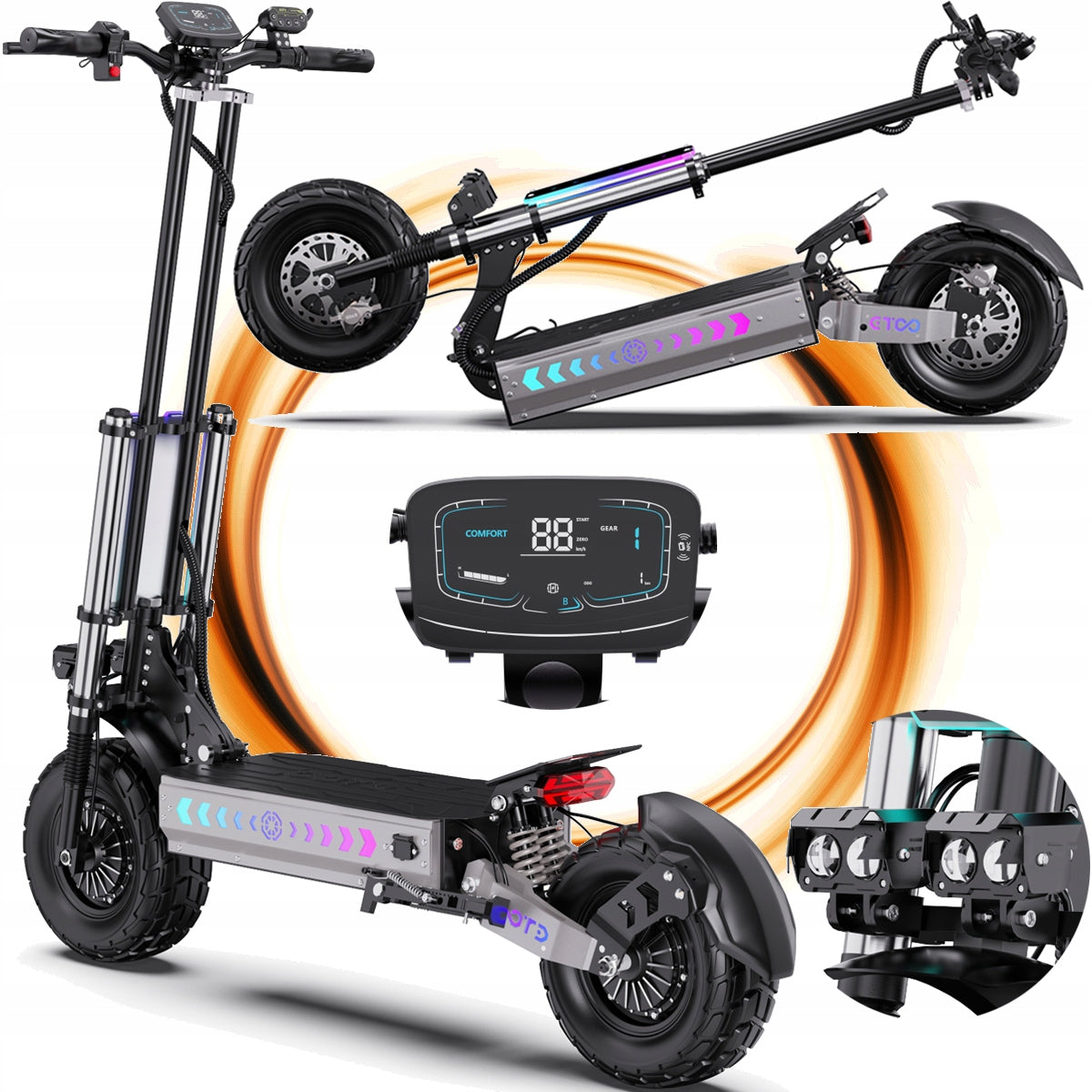 Electric Vehicle OOTD T90 Dual Motor 6000W 85KM/H 100HP 31,2AH NFC