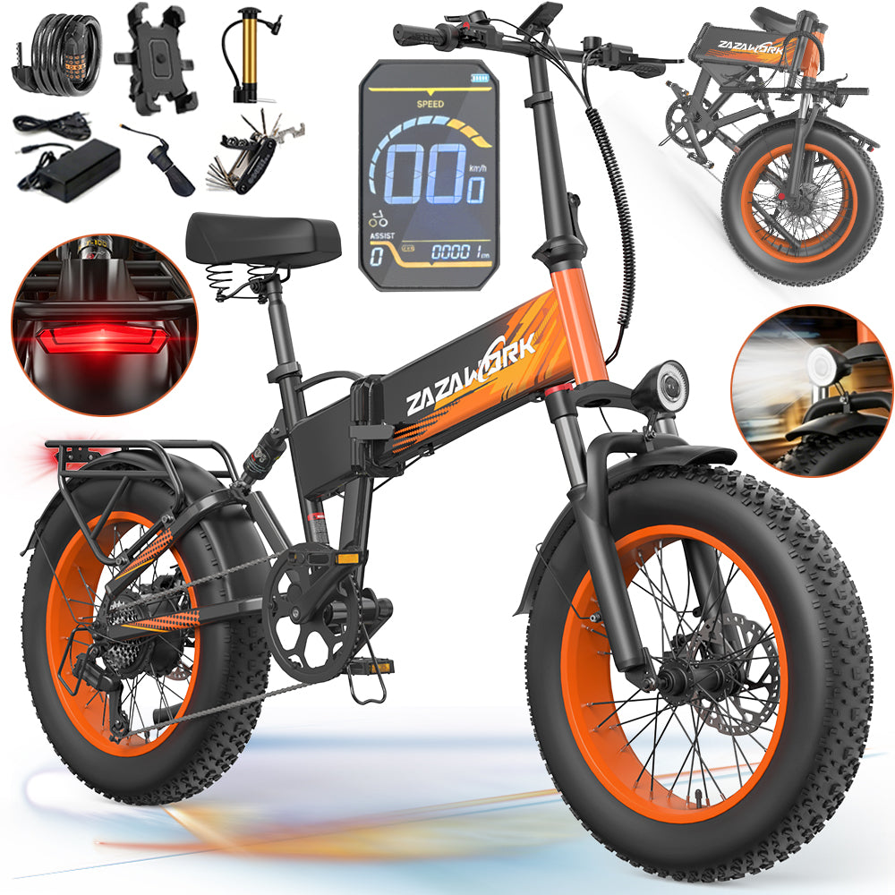 Electric Vehicles ZAZAWORK CF1000 20Ah 1500W 45km/h 120km 20"Thick tires Foldability partially assembled, calibrated