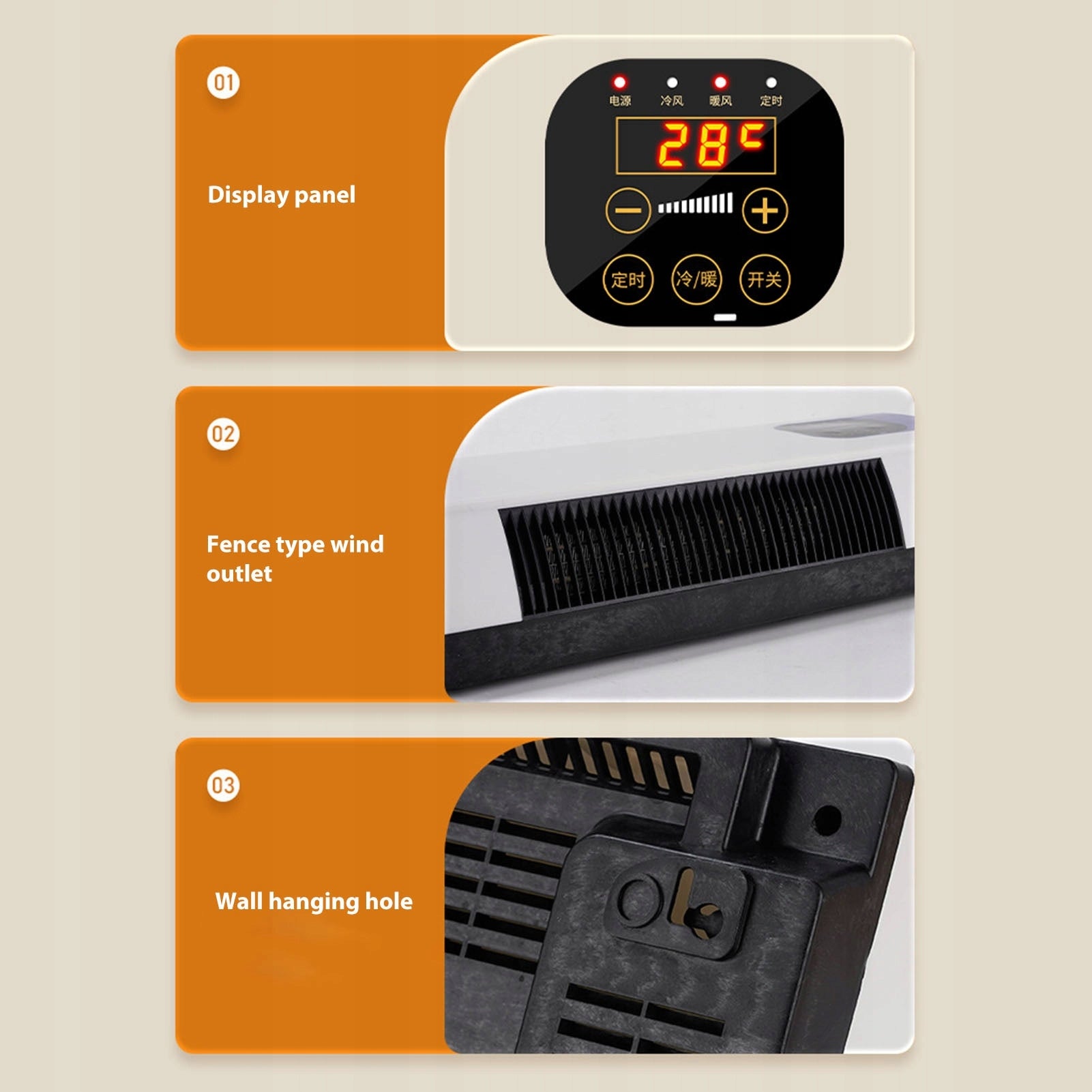 Electric Wall Heater, Wall Mounted Heating Machine Nature Warm Wind with Range of energy efficiency classes A - G