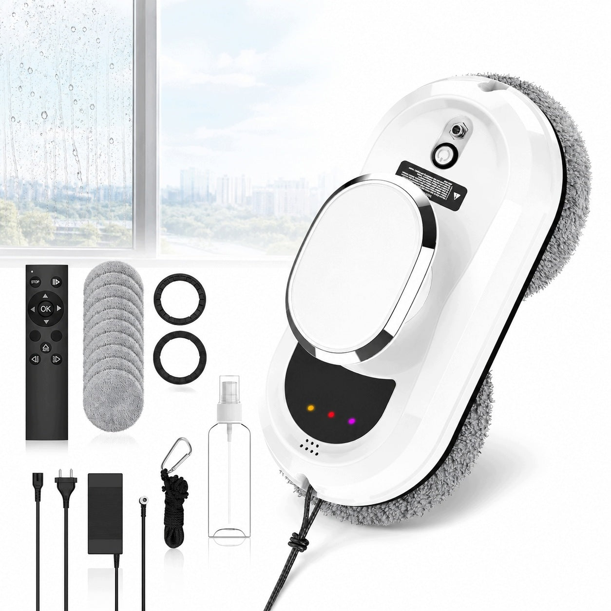 Electric Window Cleaner Robot with Remote Control, White
