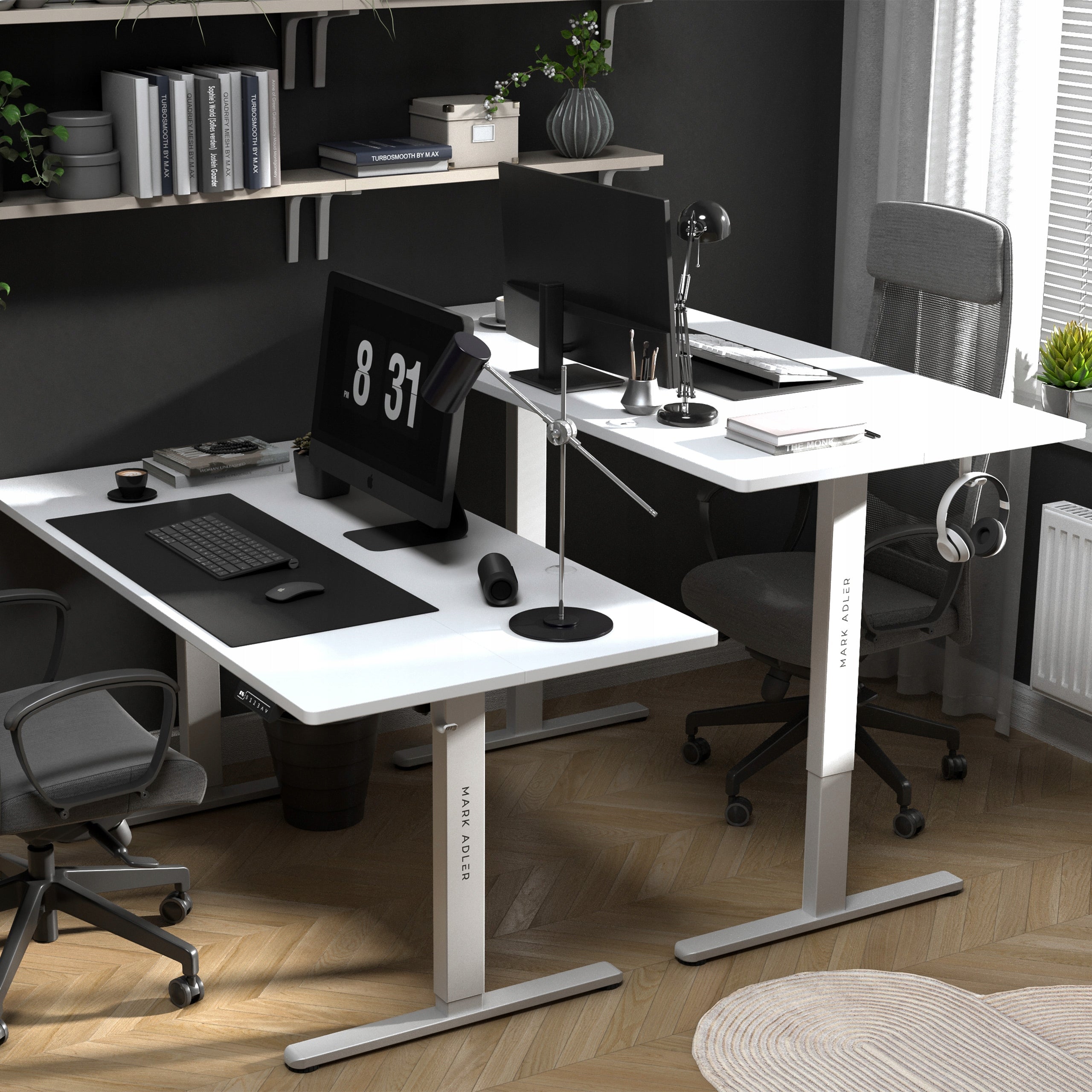 Electric adjustable desk MARK ADLER white computer large 160x80 cm Manufacturer code MA - Leader 7.6 White