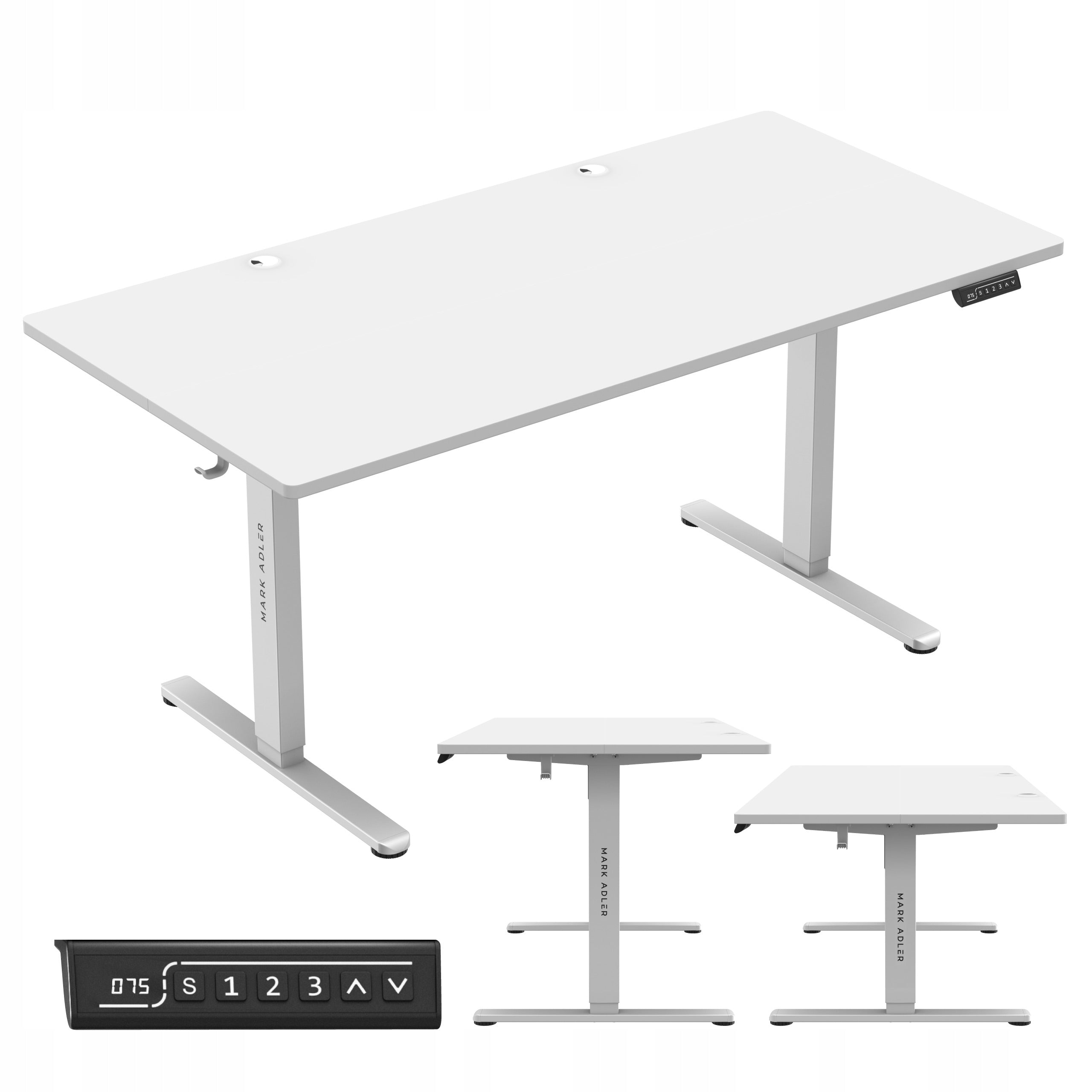 Electric adjustable desk MARK ADLER white computer large 160x80 cm