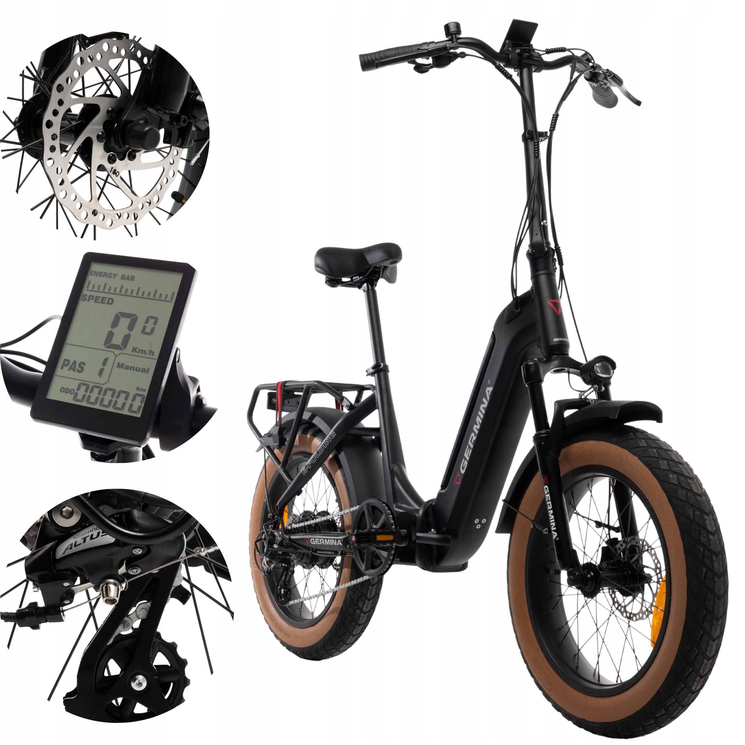 Electric bike 20' Germina FAT BIKE 250W folding 36V e-bike 13,2ah
