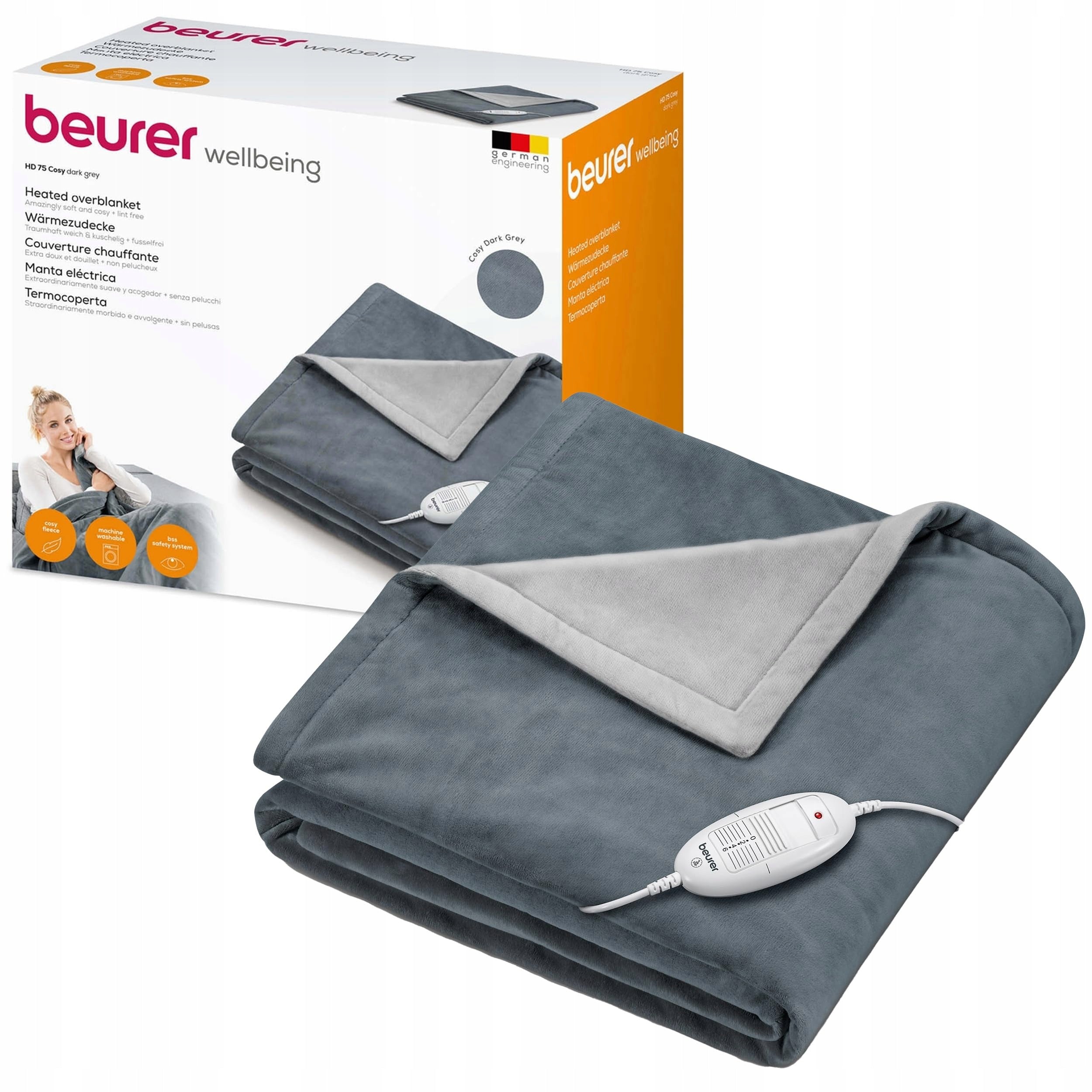 Electric blanket Beurer grey 130 x 180 cm HD 75 Cosy Dark Grey