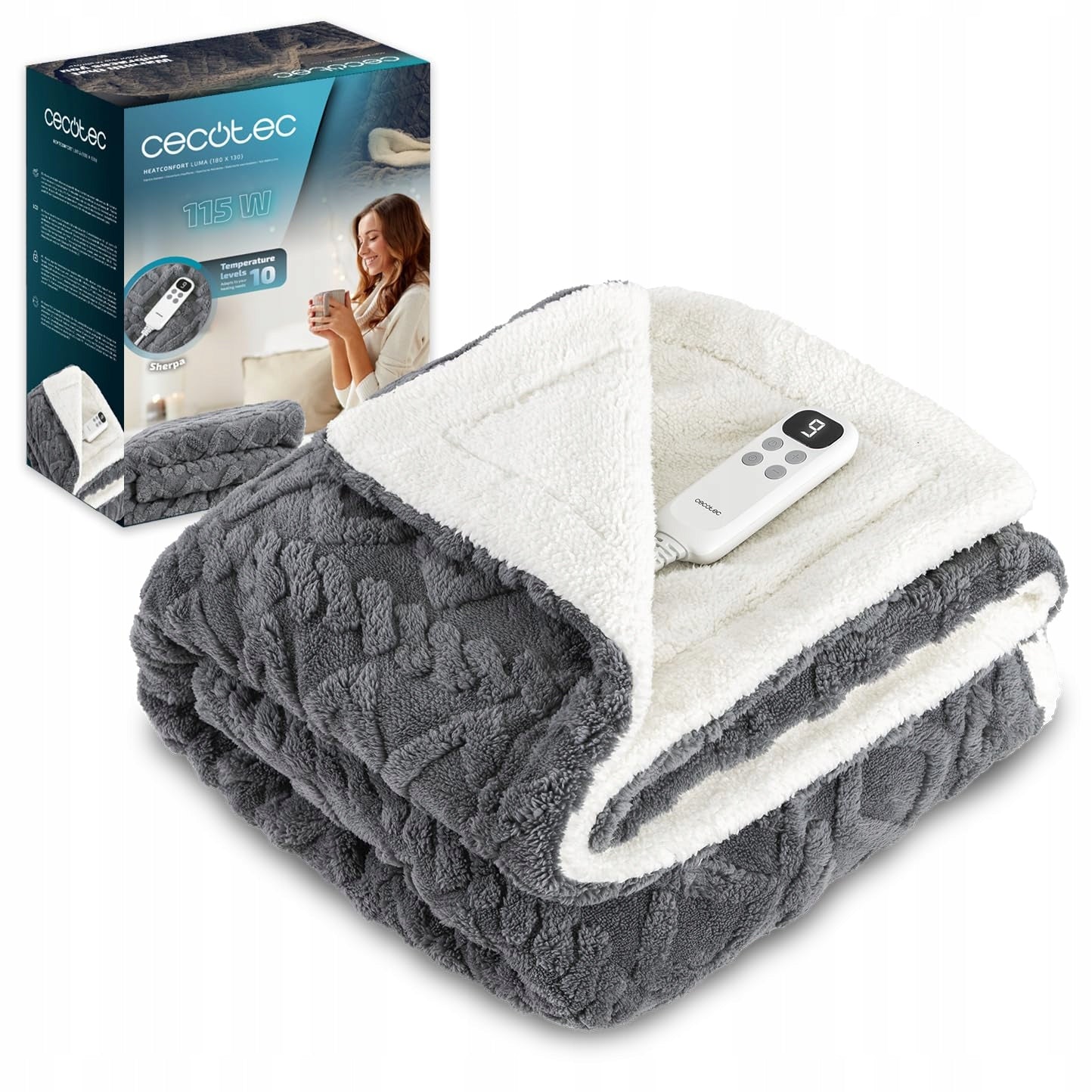 Electric blanket Cecotec HeatConfort Luma 180x130 cm 10 levels LCD 1 pc.