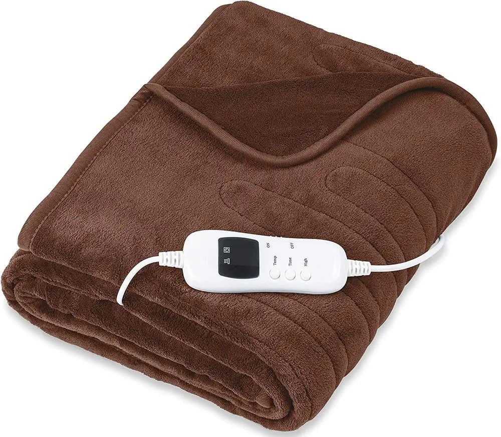 Electric blanket Tresko brown fleece 180x130 cm with remote control