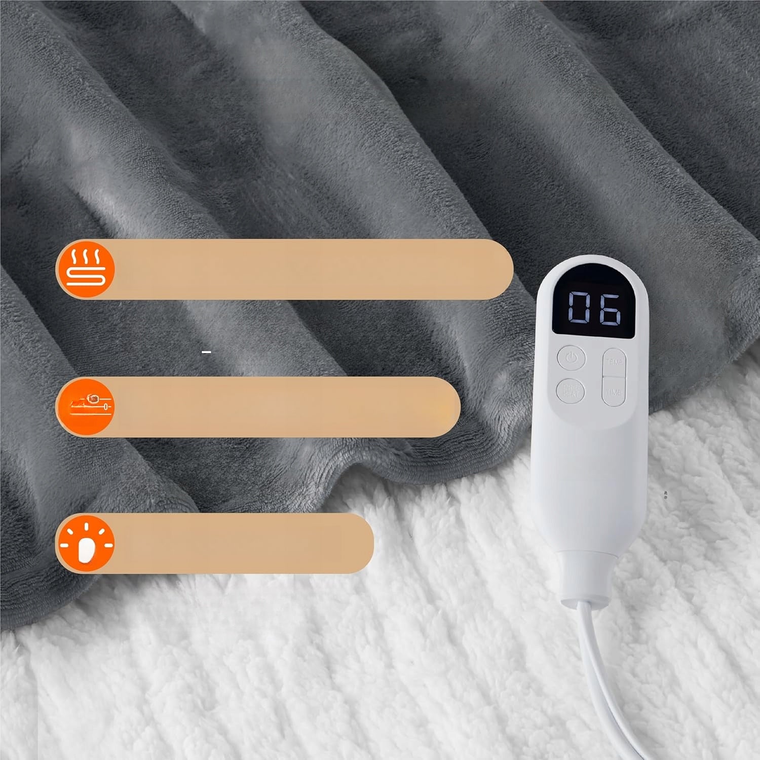 Electric blanket for bed 130x180 cm 6 levels of adjustment timer 10h soft Medical device no