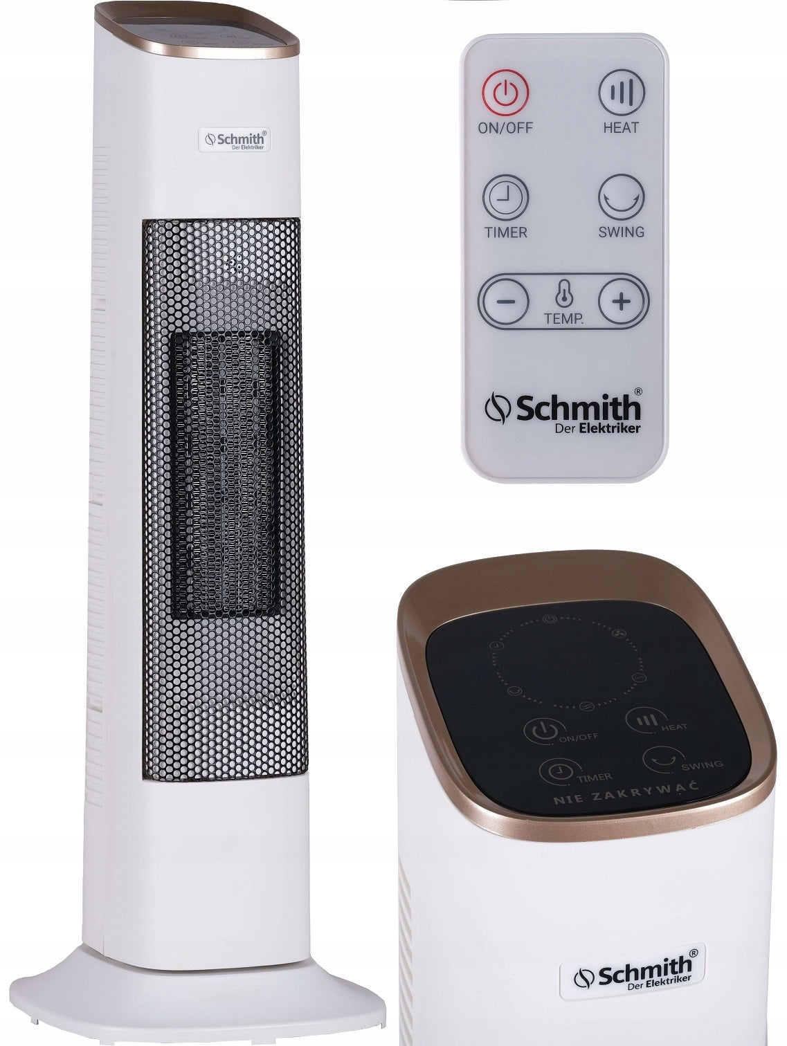 Electric ceramic column heater PTC 1000W/2000W + remote control Schmith
