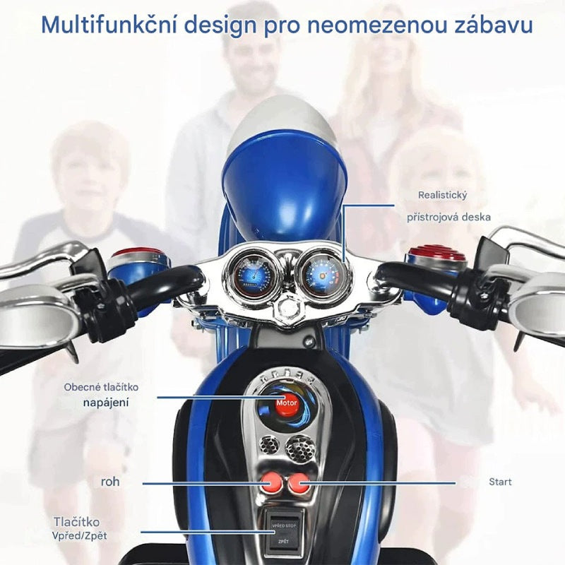 Electric children's motorbike B0DYJSFFDQ, 2.5 - 3 km/h, blue Maximum speed 3 km/h