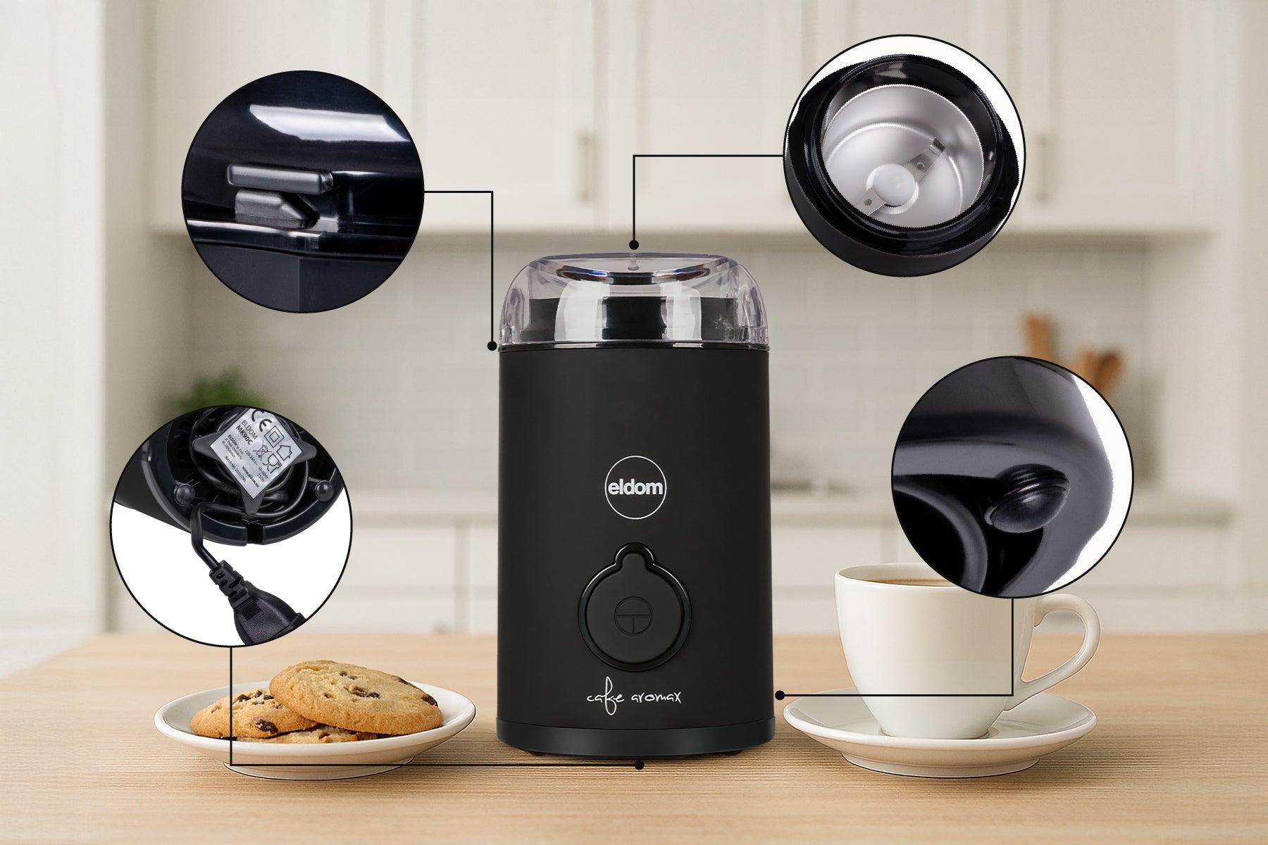 Electric coffee grinder MK90C beano Eldom matt black 60g Brand Eldom