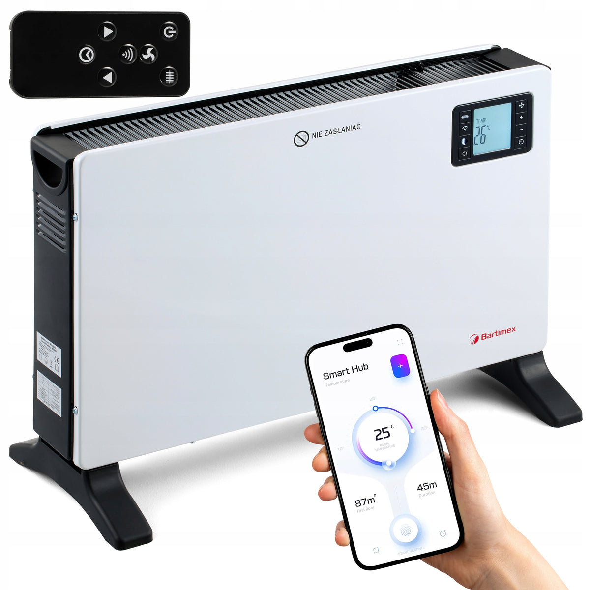 Electric convector heater 2000W thermostat, with fan, WiFi