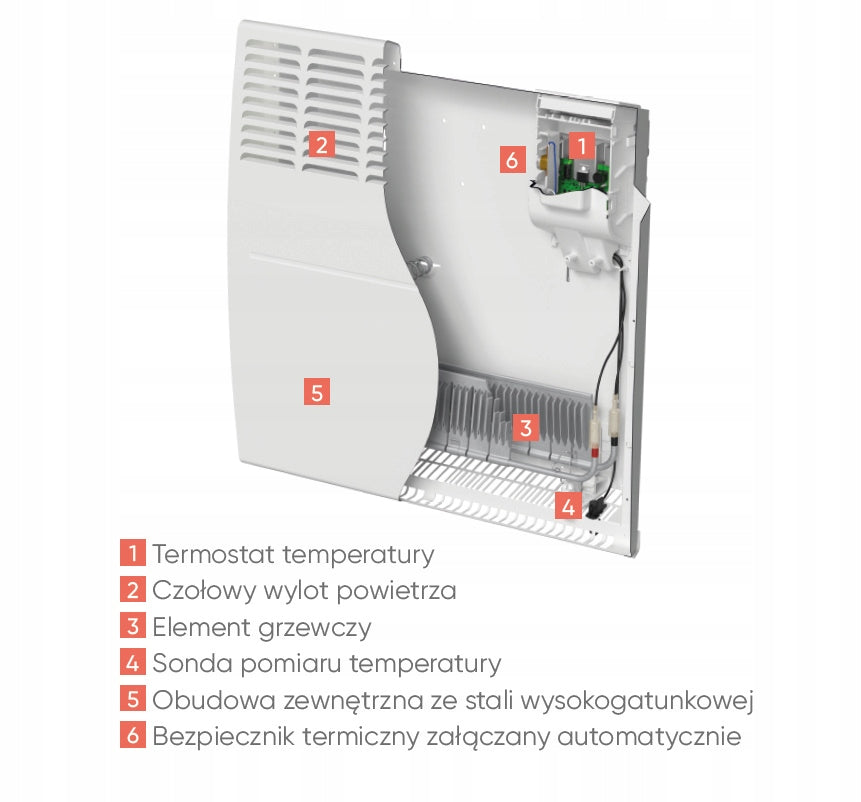 Electric convector heater Atlantic F-120 2000W white wall mounted Manufacturer code 002473