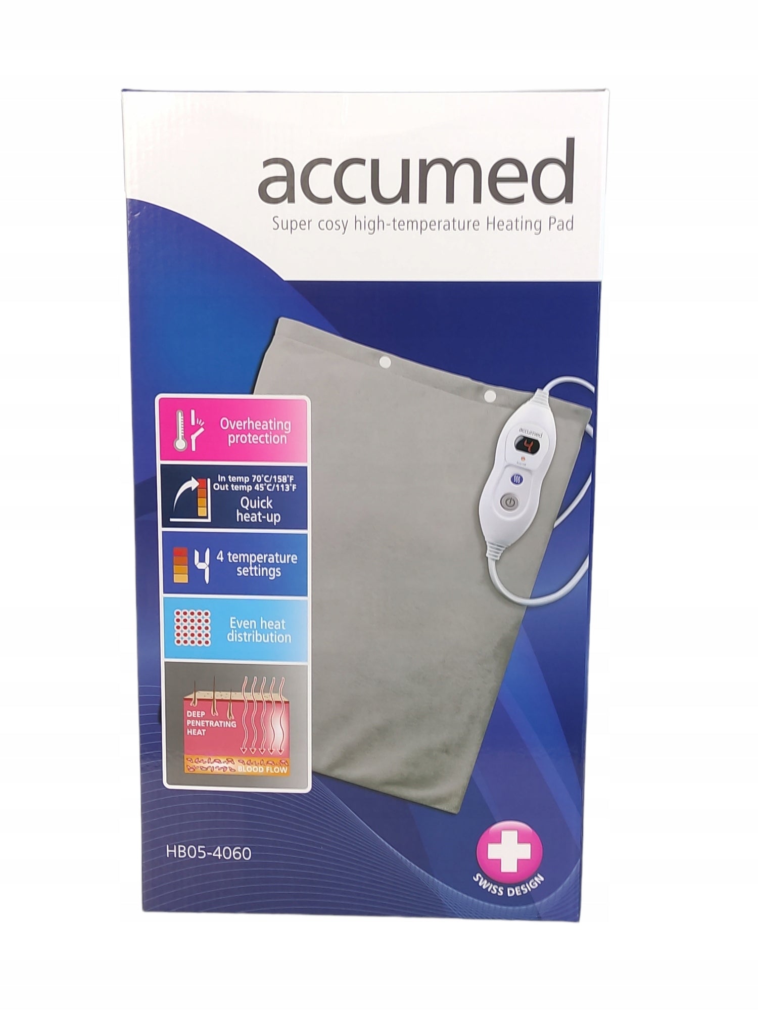 Electric cushion Accumed 40x60 cm grey 100W with removable pillowcase Medical device no