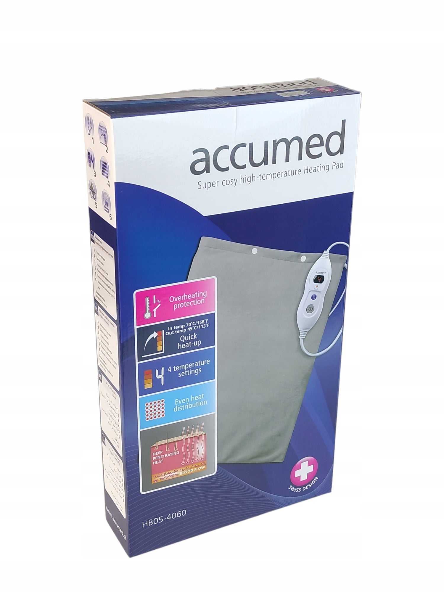 Electric cushion Accumed 40x60 cm grey 100W with removable pillowcase Packaging status original