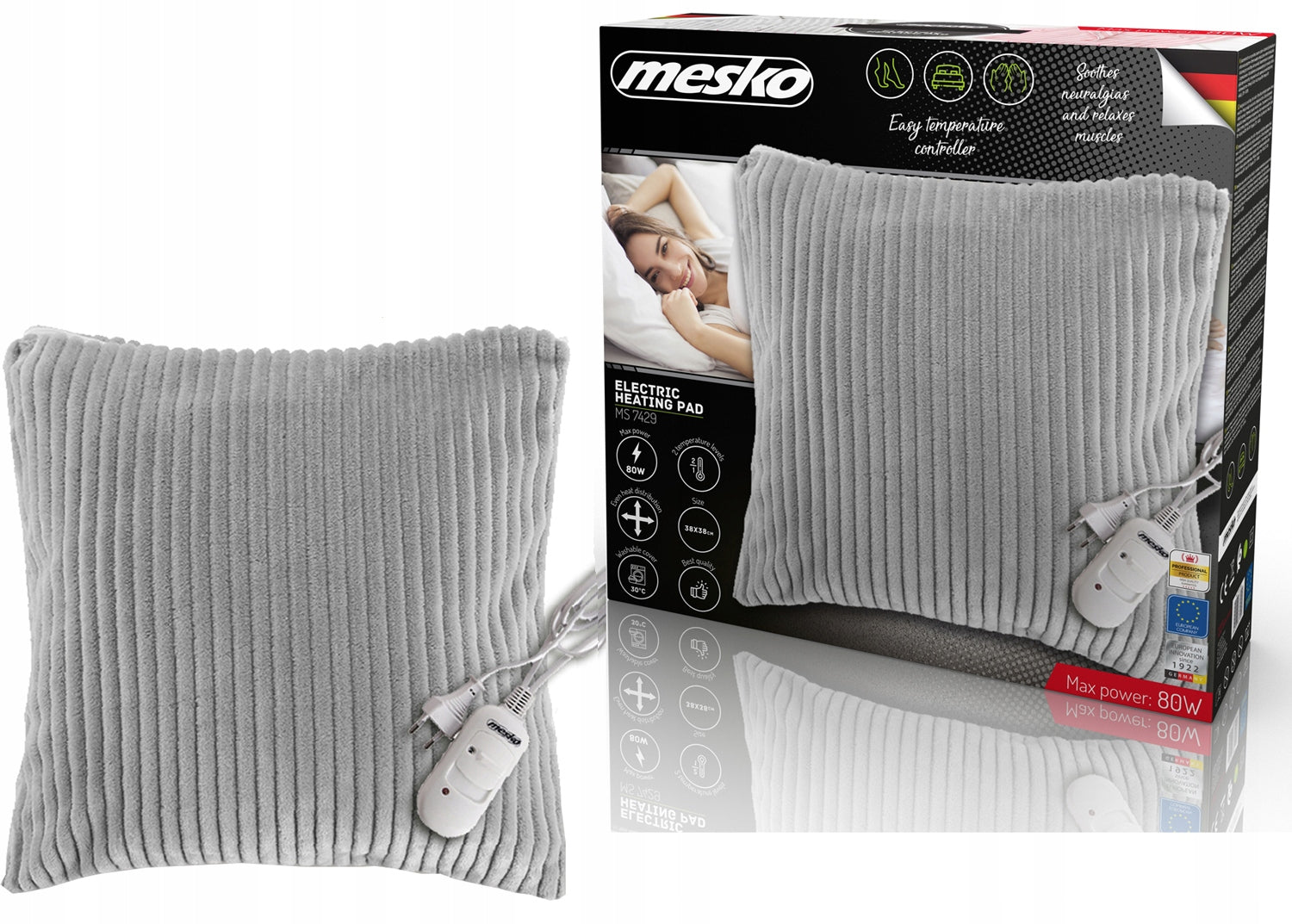 Electric cushion with heat control remote control Mesko MS 7429 Batteries included no