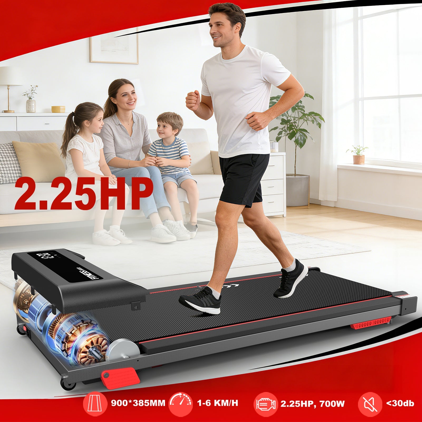 Electric desk treadmill Walking Pad 2,25HP, 1-6km/h, 4% slope Packaging status original