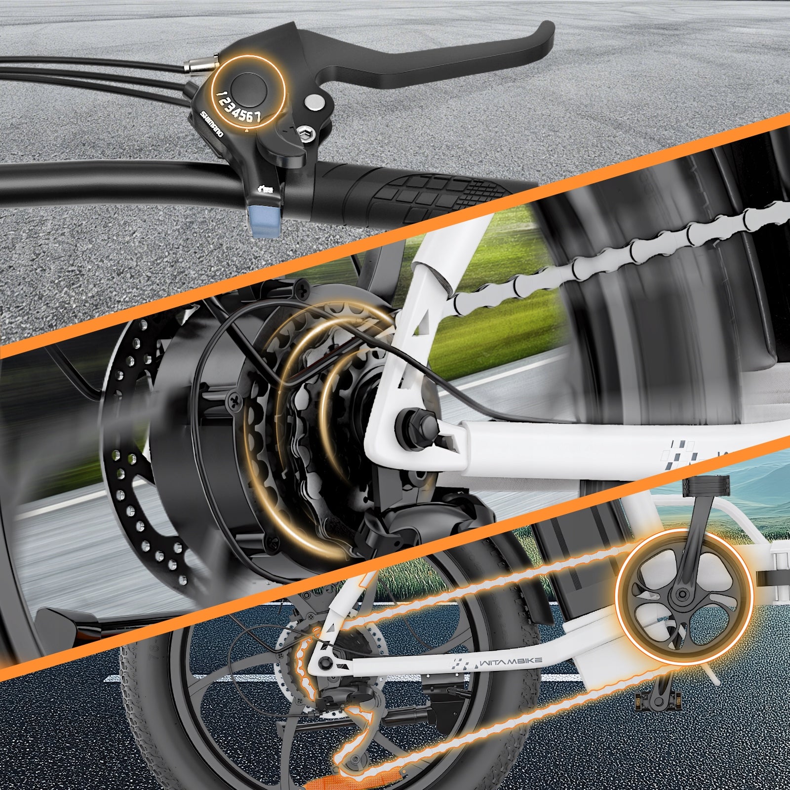 Electric folding Bike 48V 16AH 250W 20" Fat Bike Step-Through 100KM Shimano Wheel size (") 20