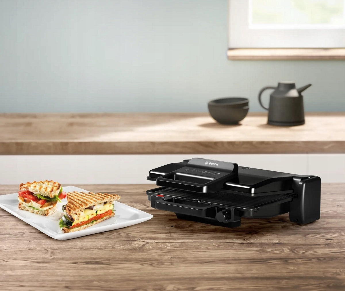 Electric folding grill Bosch TCG3323 contact 2000W Removable plates Packaging status original
