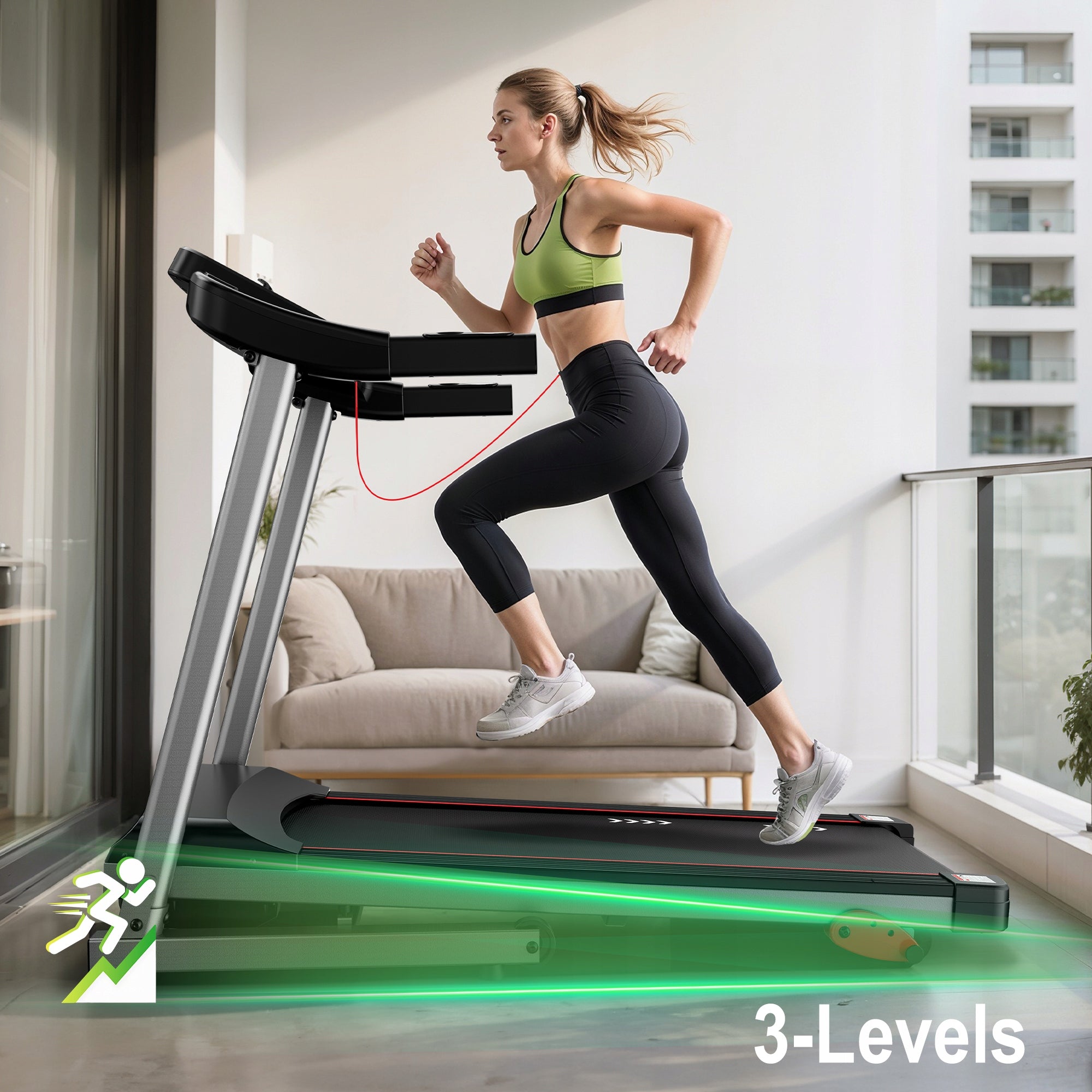 Electric folding treadmill 1-12 km/h, 3 levels of inclination, Bluetooth Brand ORISYN