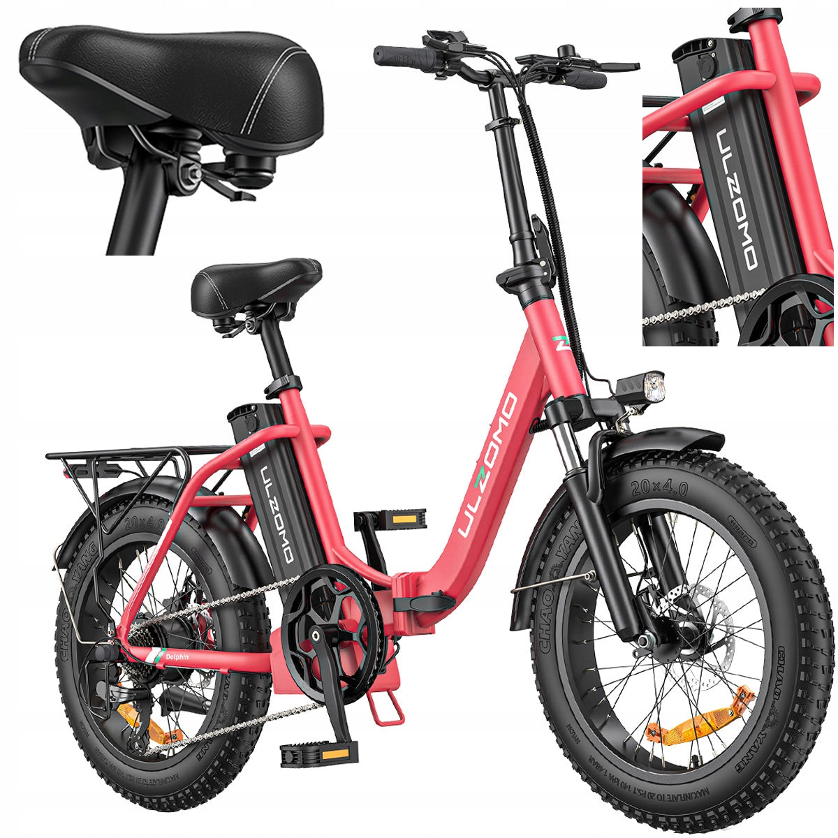 Electric folding vehicle 20" 89km 25km/h 350W 36V ULZOMO DOLPHIN Pink