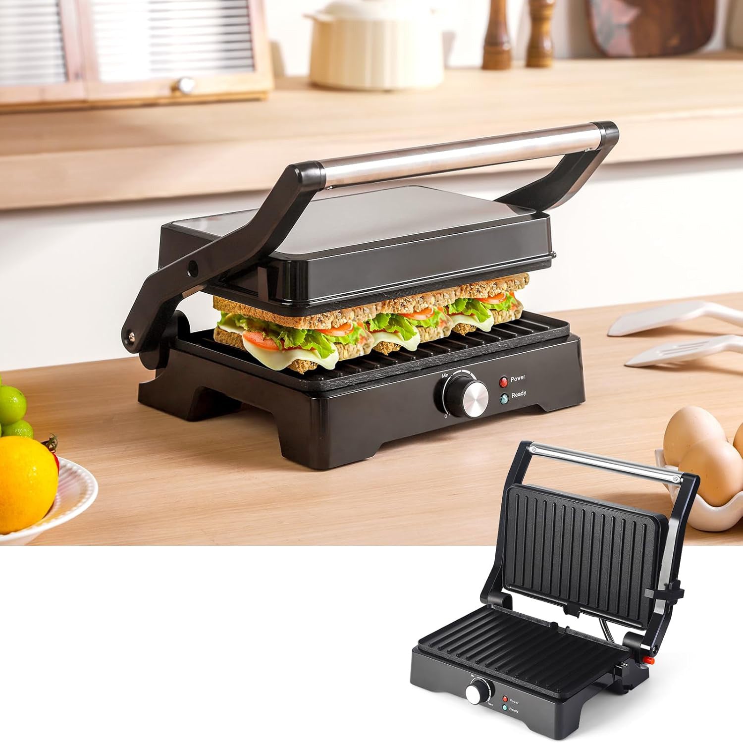 Electric grill LTC black folding 1500 W with temperature control Manufacturer code OPIEKACZ TOSTER GRILL ELEKTRYCZNY ROZKŁADANY