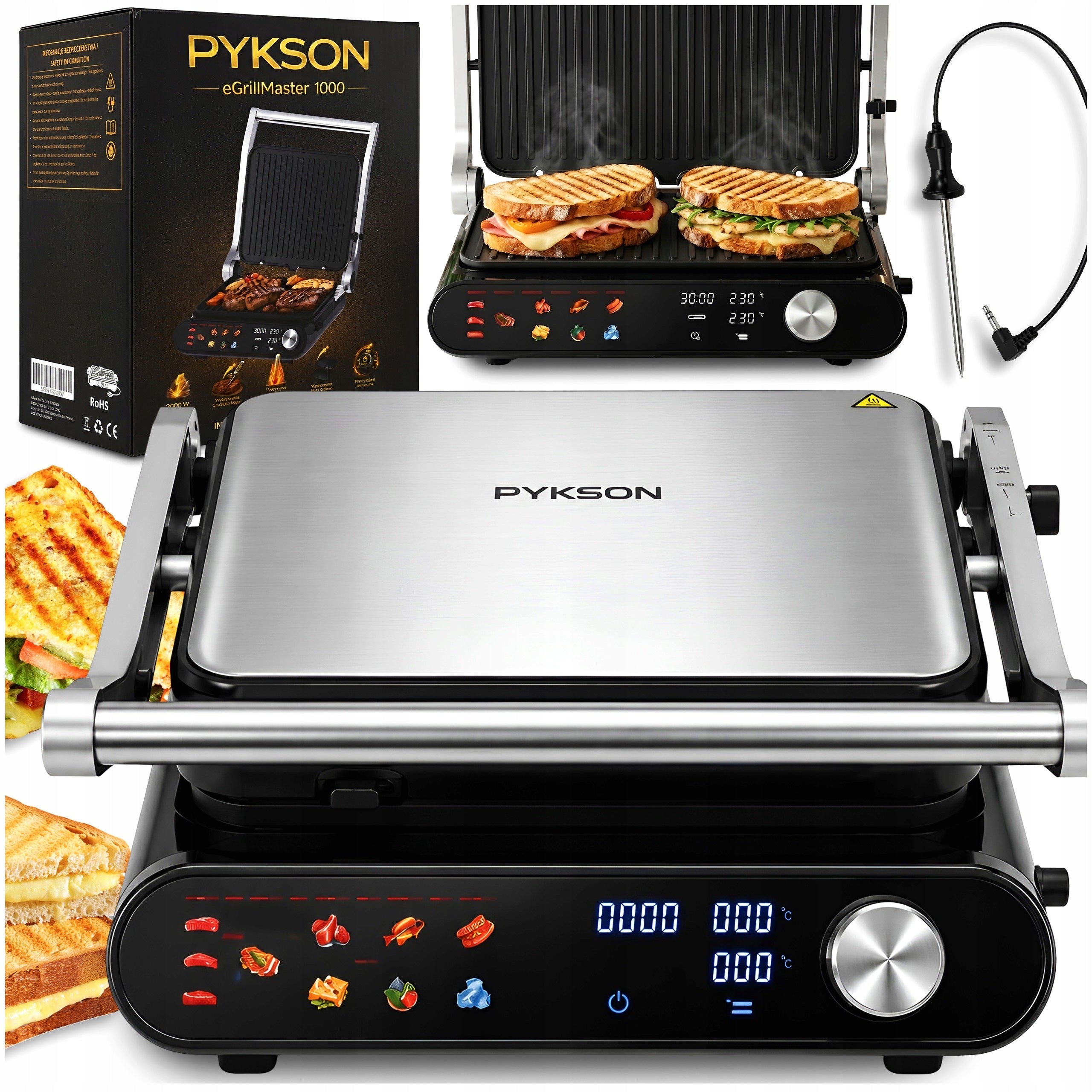 Electric grill TOASTER PYKSON | STRONG - 2000 W + Built-in PROBE