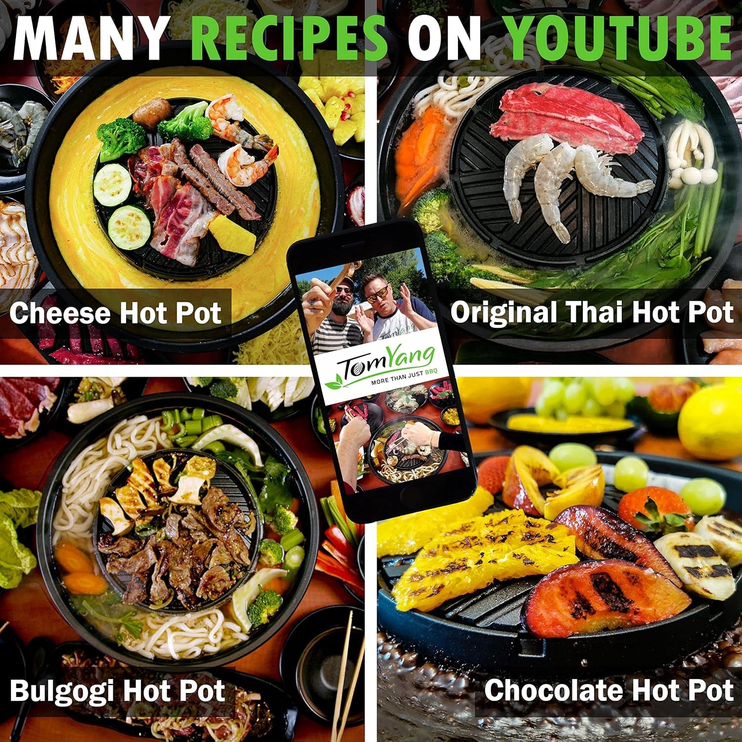 Electric grill TomYang Hot Pot black 1800 W barbecue Manufacturer code GR01set