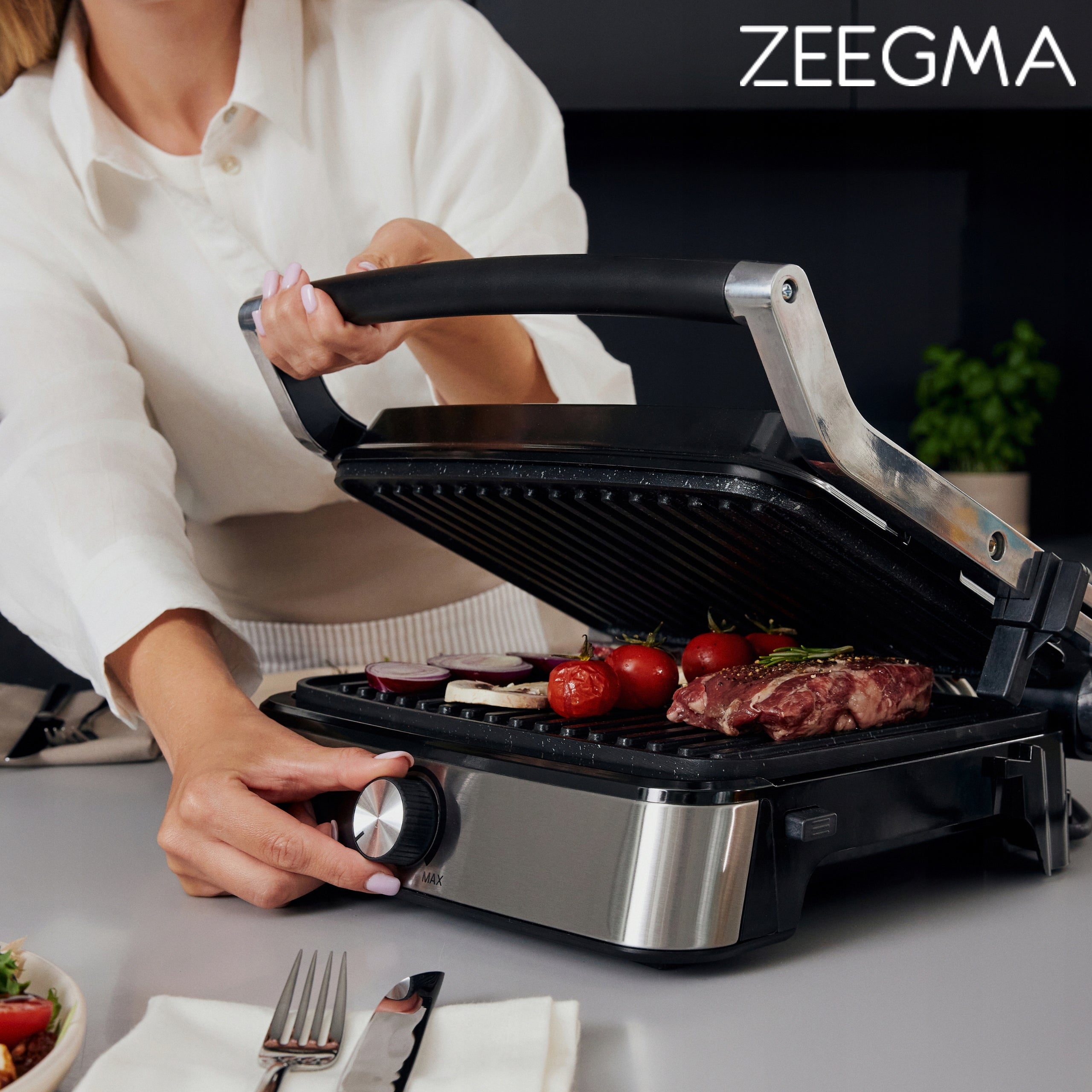 Electric grill Zeegma Chef Easy 2000W temperature control ceramic plates Packaging status original